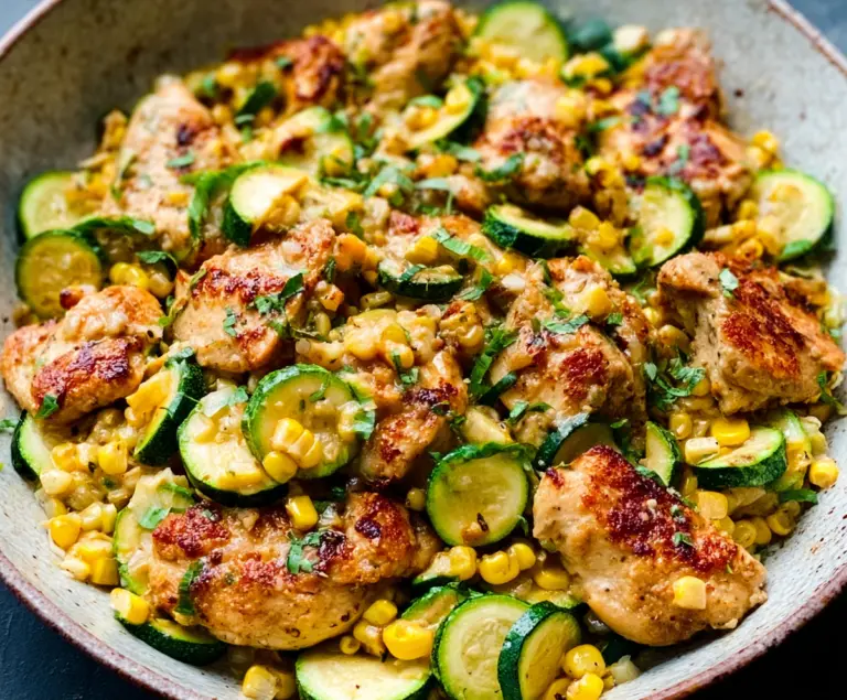 Garlic Butter Chicken with Zucchini and Corn