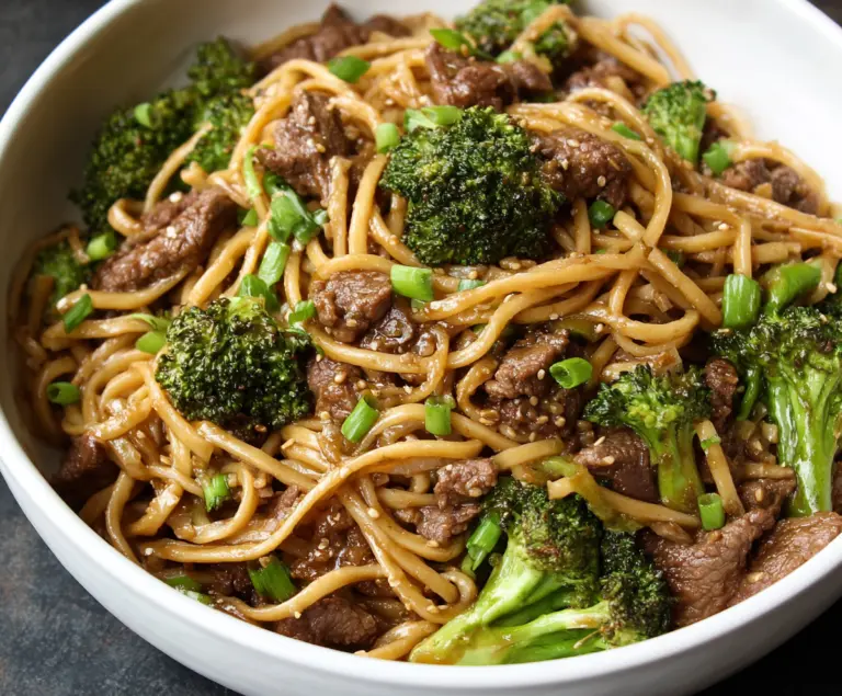 Garlic Ginger Beef and Broccoli Noodles