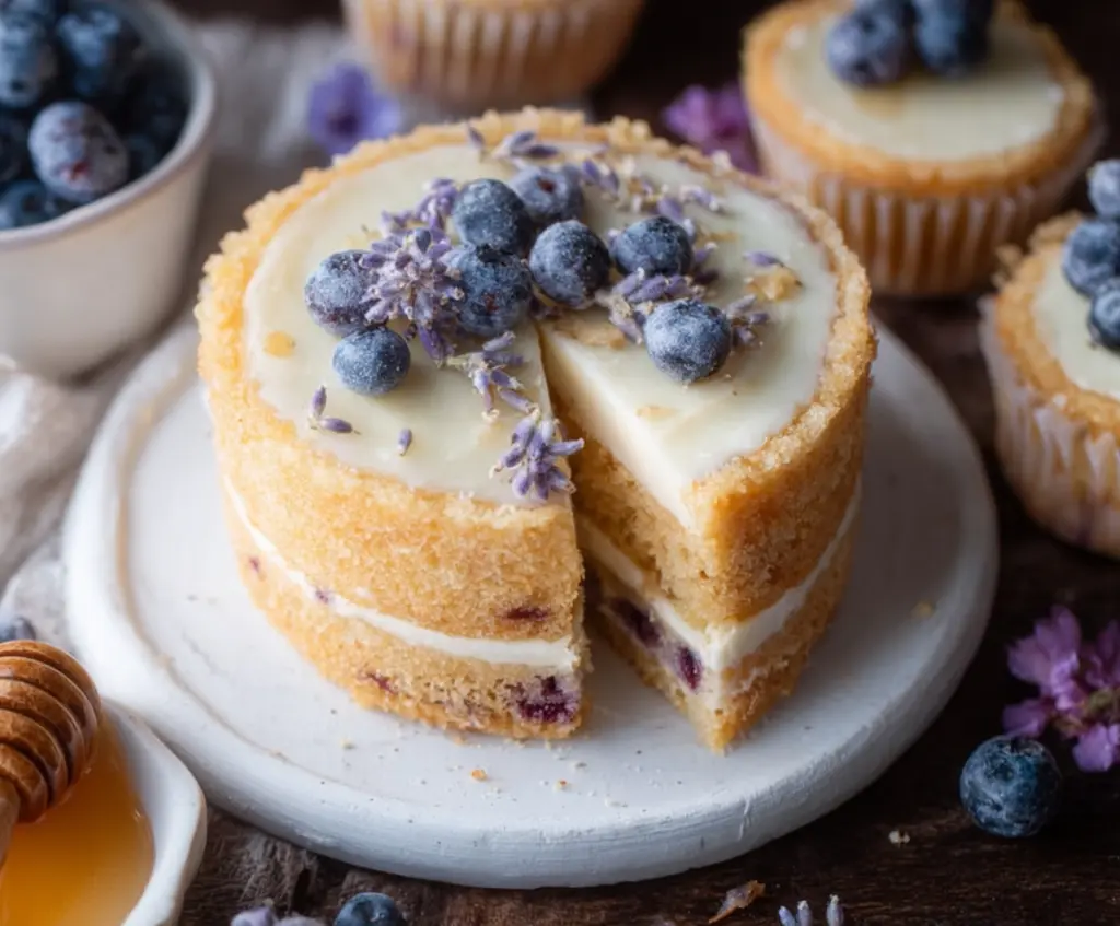 Delicious Honey Lavender Vanilla Bean Cake with a fragrant floral and sweet flavor
