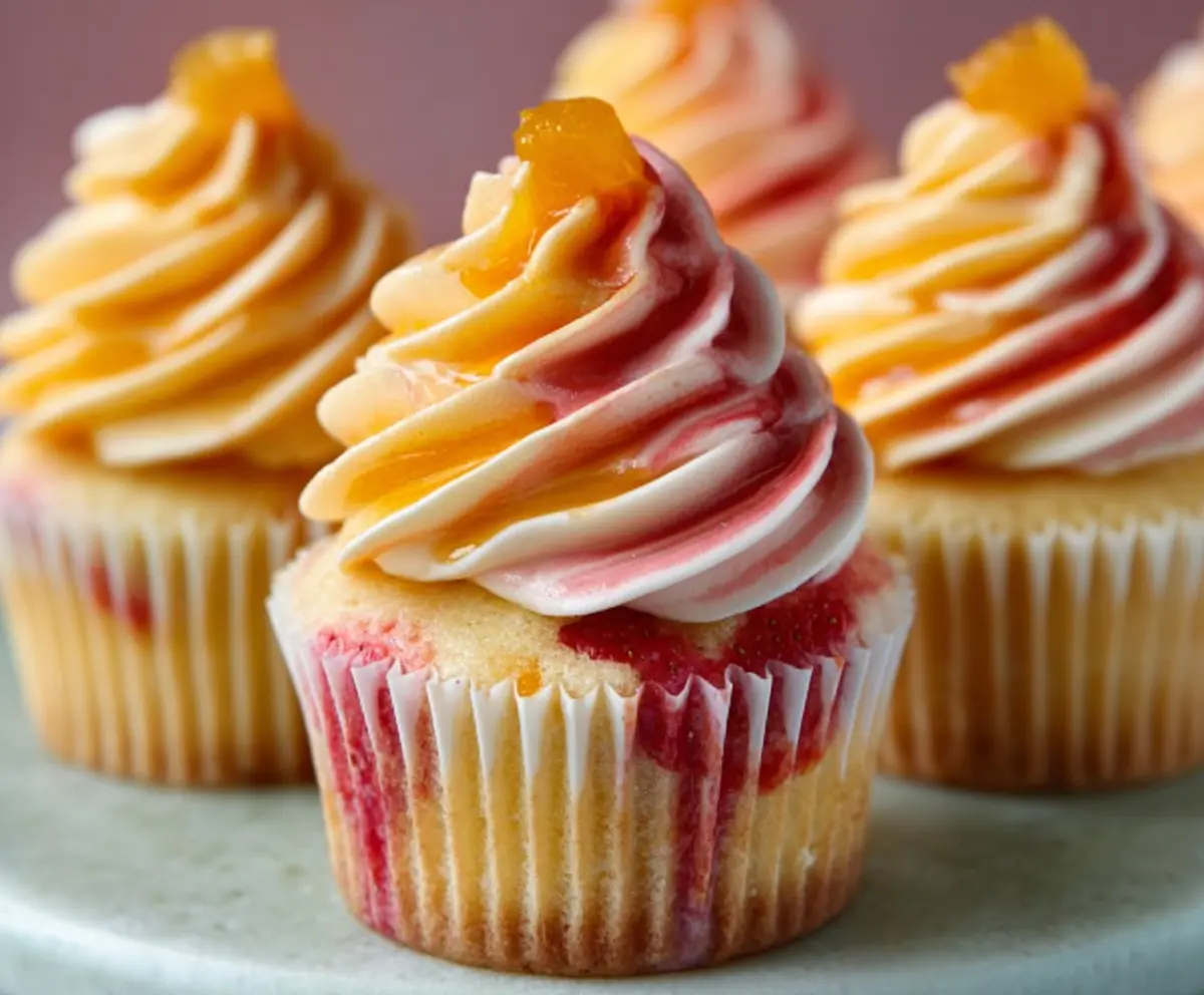 Tropical Mango Strawberry Cupcakes