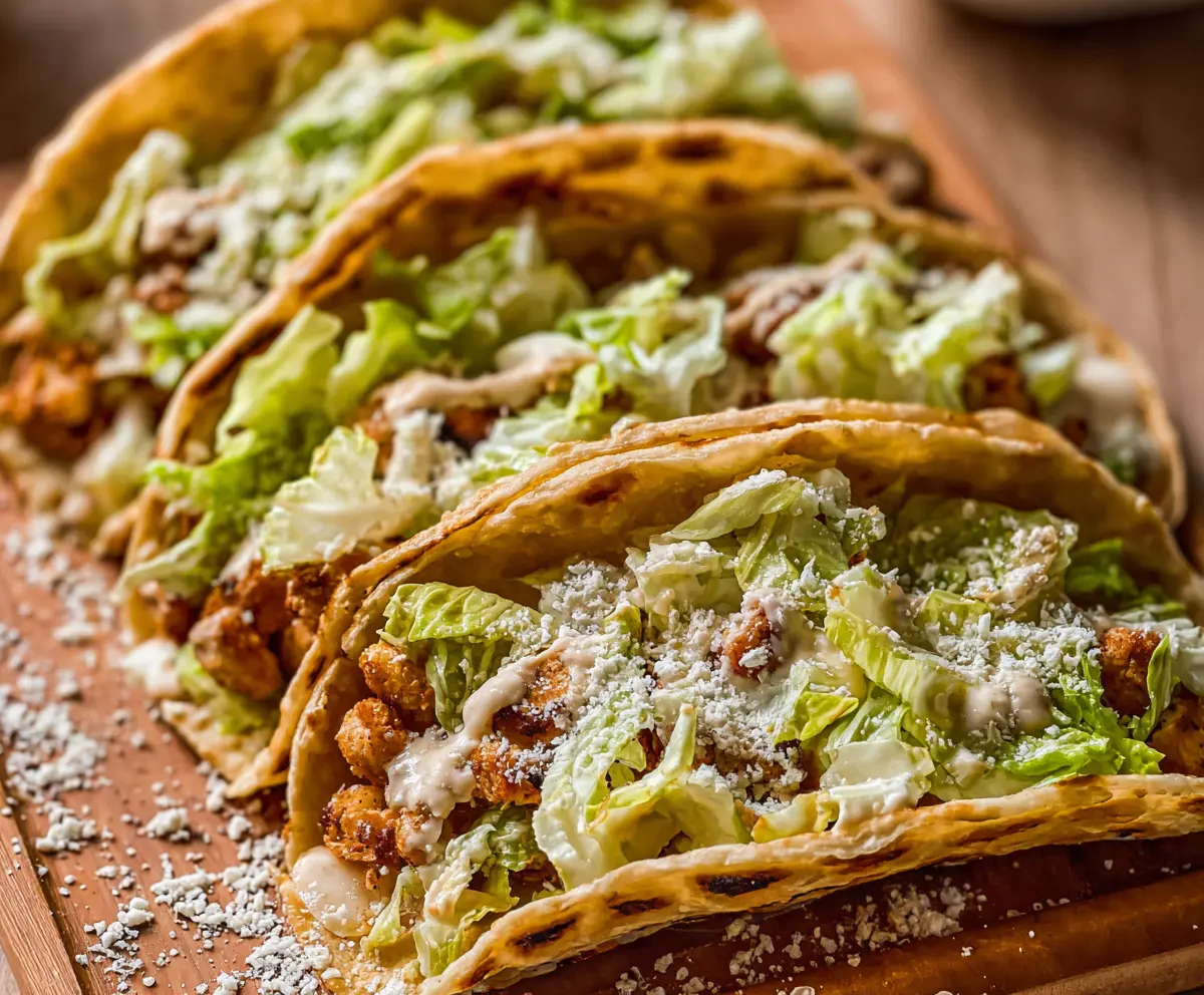 Easy Smash Chicken Caesar Tacos