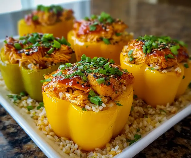Teriyaki Pineapple Chicken and Rice Stuffed Peppers