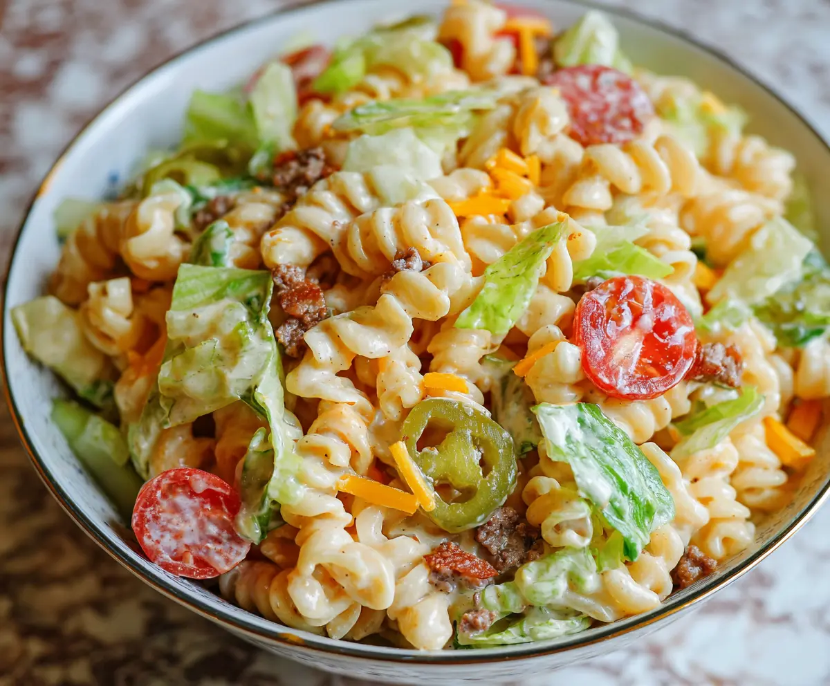 Easy Big Mac Pasta Salad Recipe
