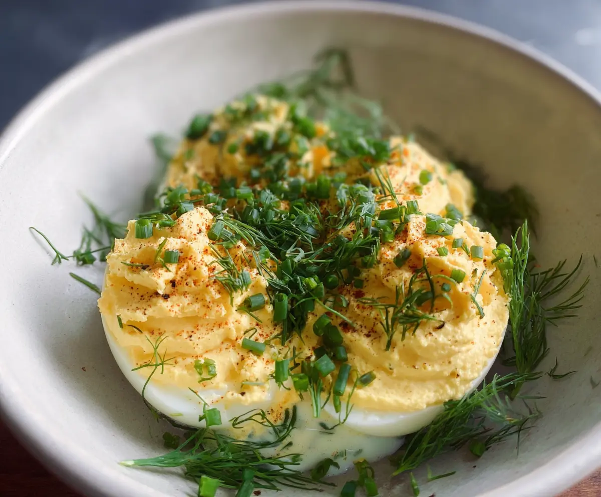 Easy Deviled Eggs with Dijon & Herbs