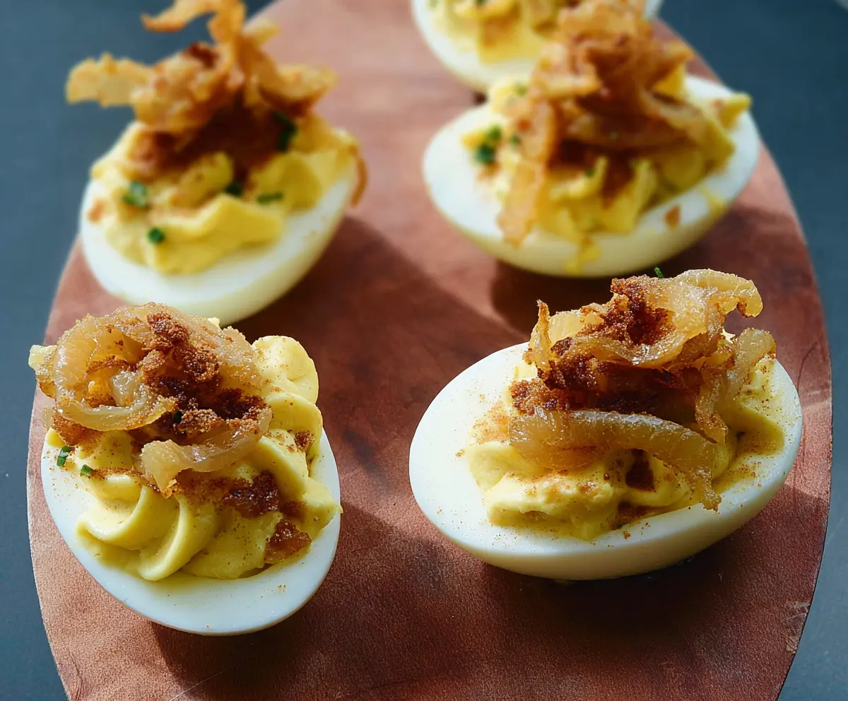 Easy French Onion Deviled Eggs