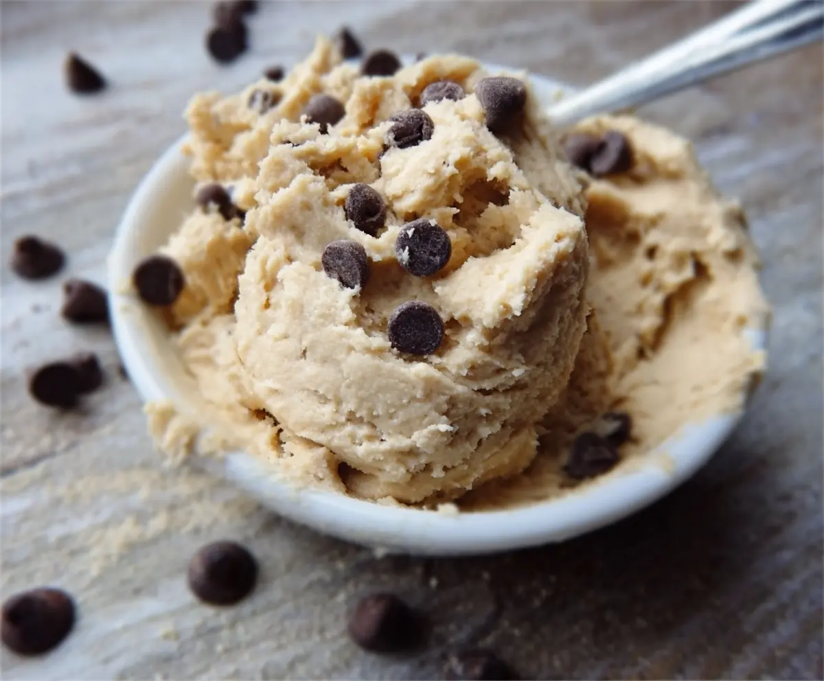 Creamy Greek Yogurt Cookie Dough ready to enjoy as a healthy dessert treat