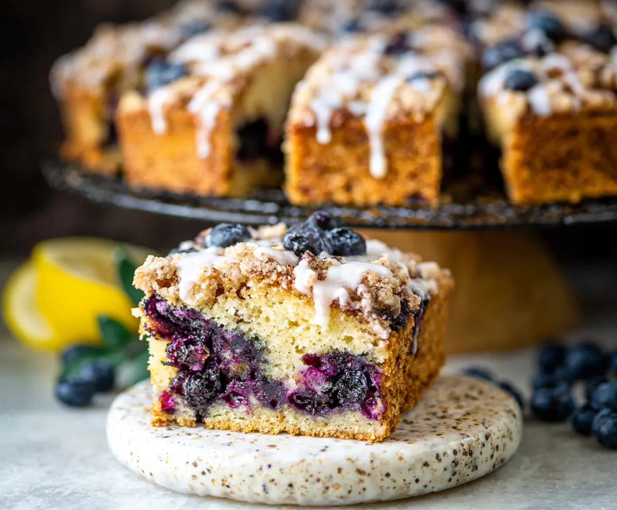 Easy Lemon Blueberry Sourdough Coffee Cake