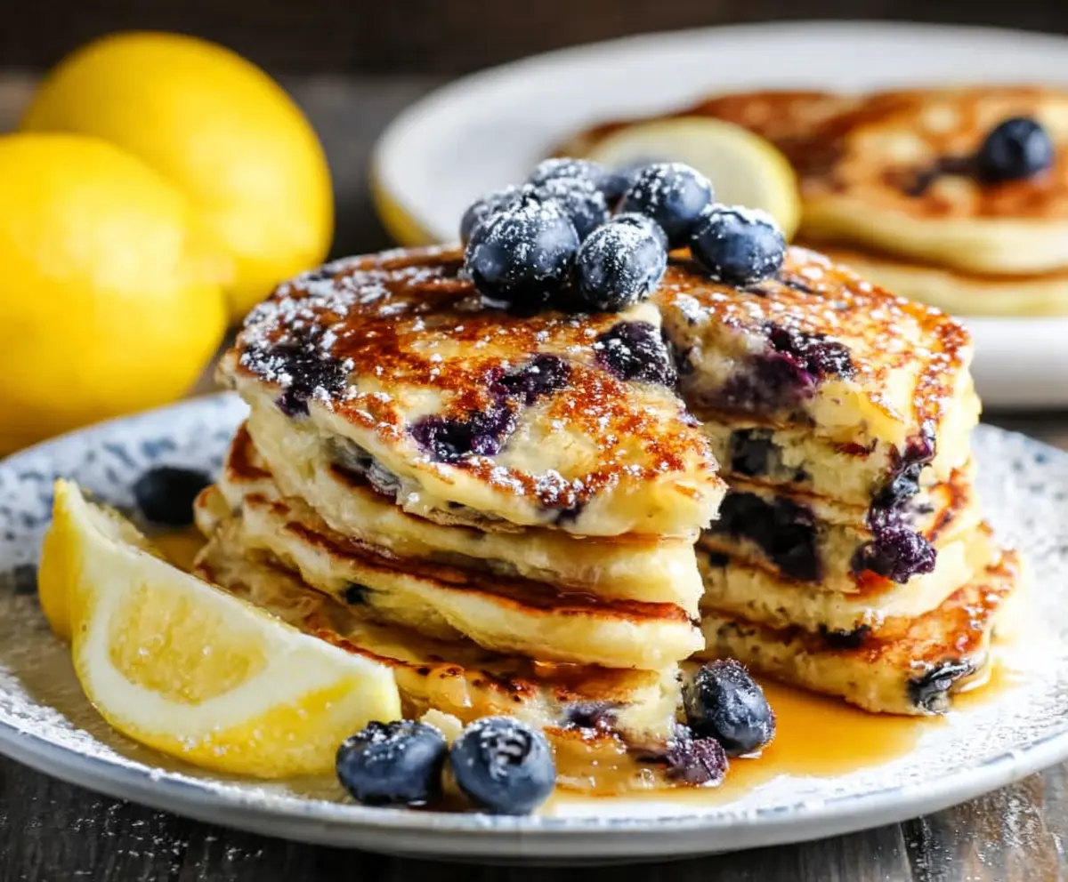 Lemon Blueberry Sourdough Pancakes