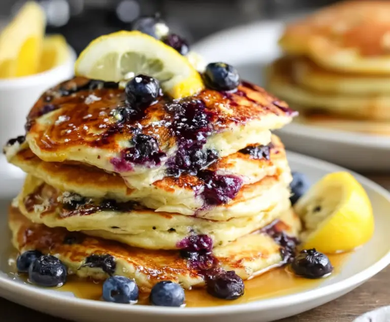 Lemon Blueberry Sourdough Pancakes