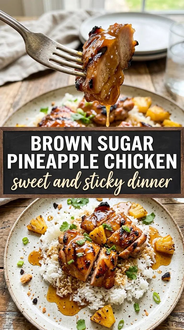 Brown Sugar Pineapple Chicken sticky glazed chicken