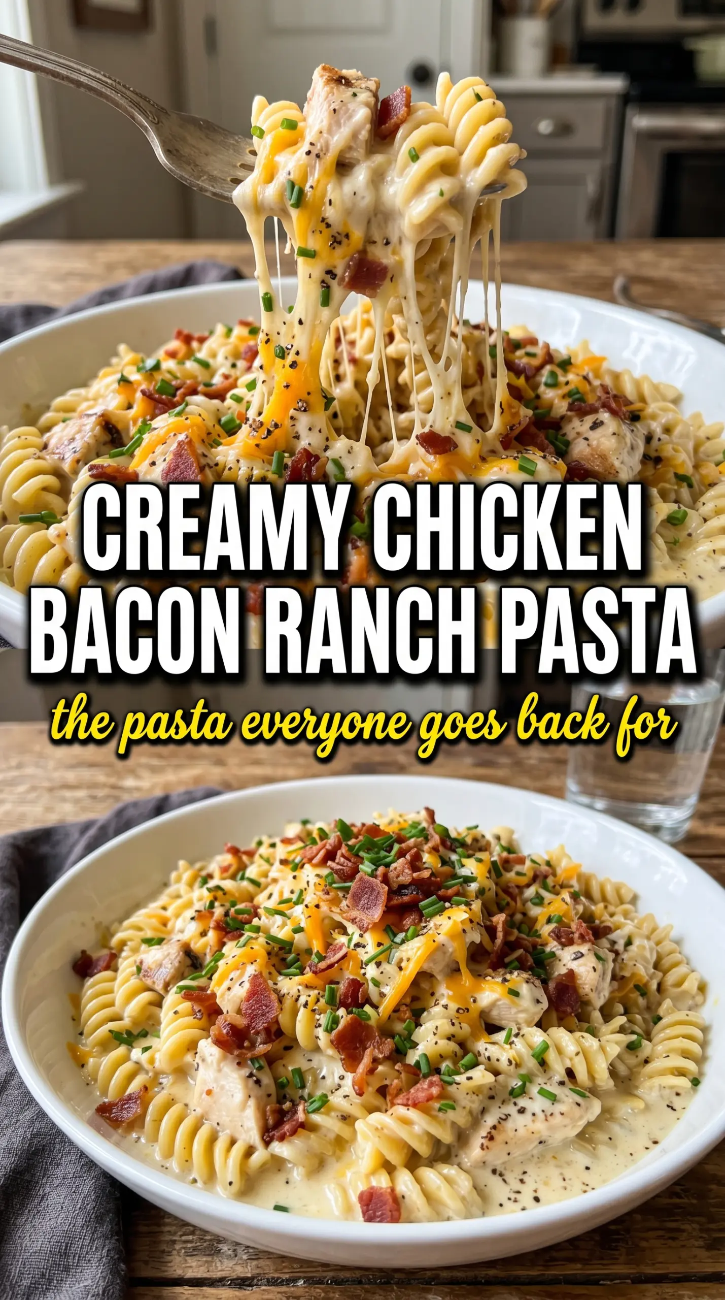 Creamy Chicken Bacon Ranch Pasta, cheesy, savory, comforting