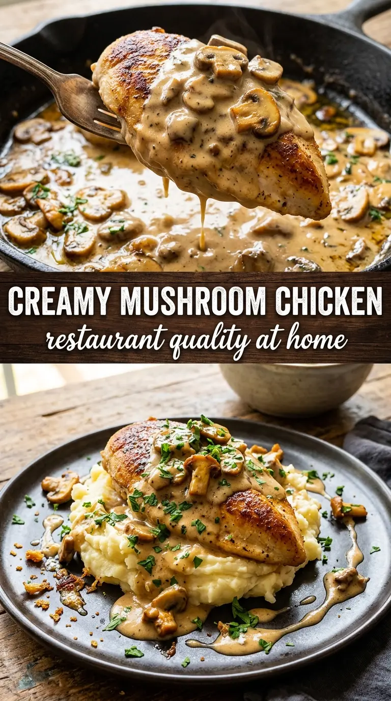 Creamy Mushroom Chicken golden seared skillet, silky sauce