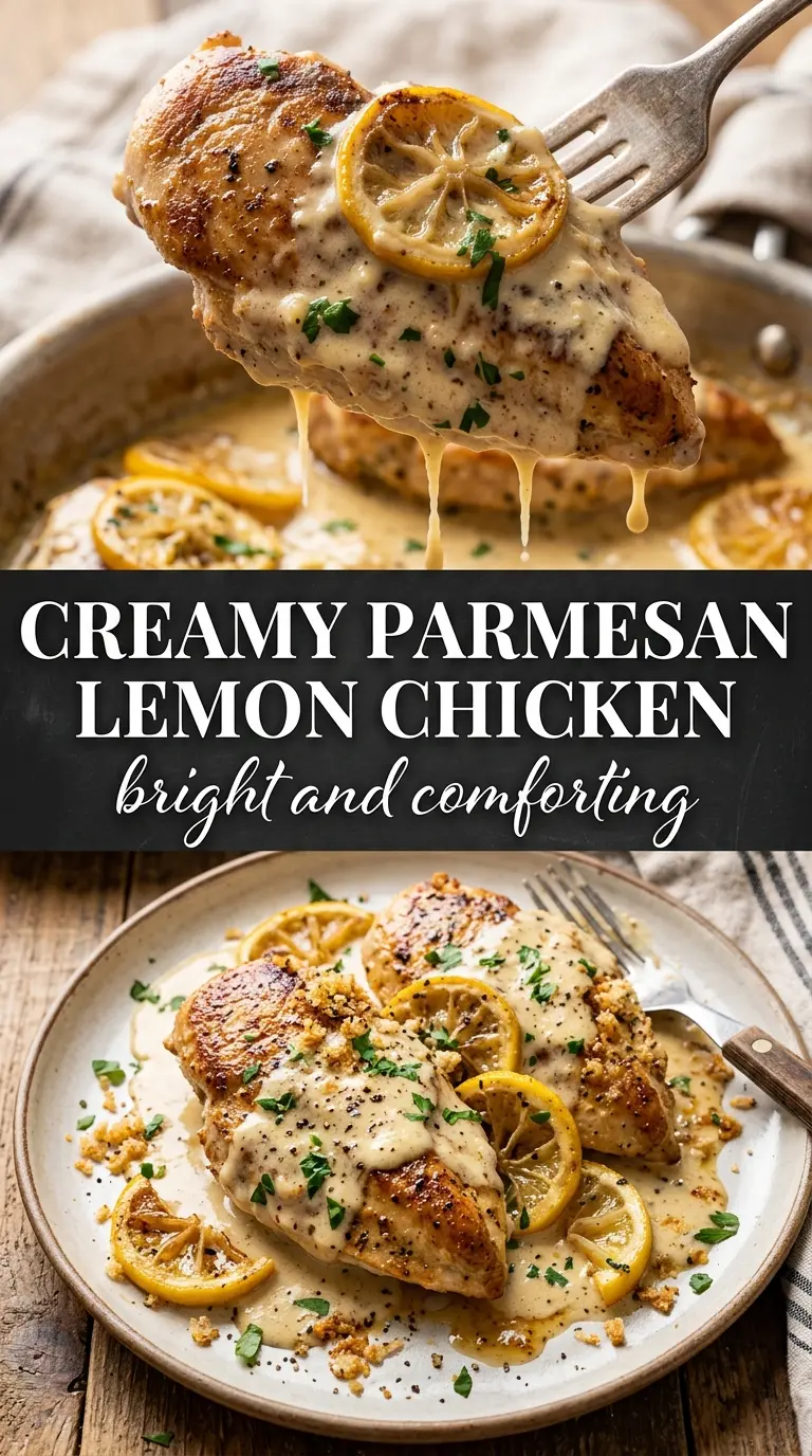 Creamy Parmesan Lemon Chicken, silky skillet, bright lemon