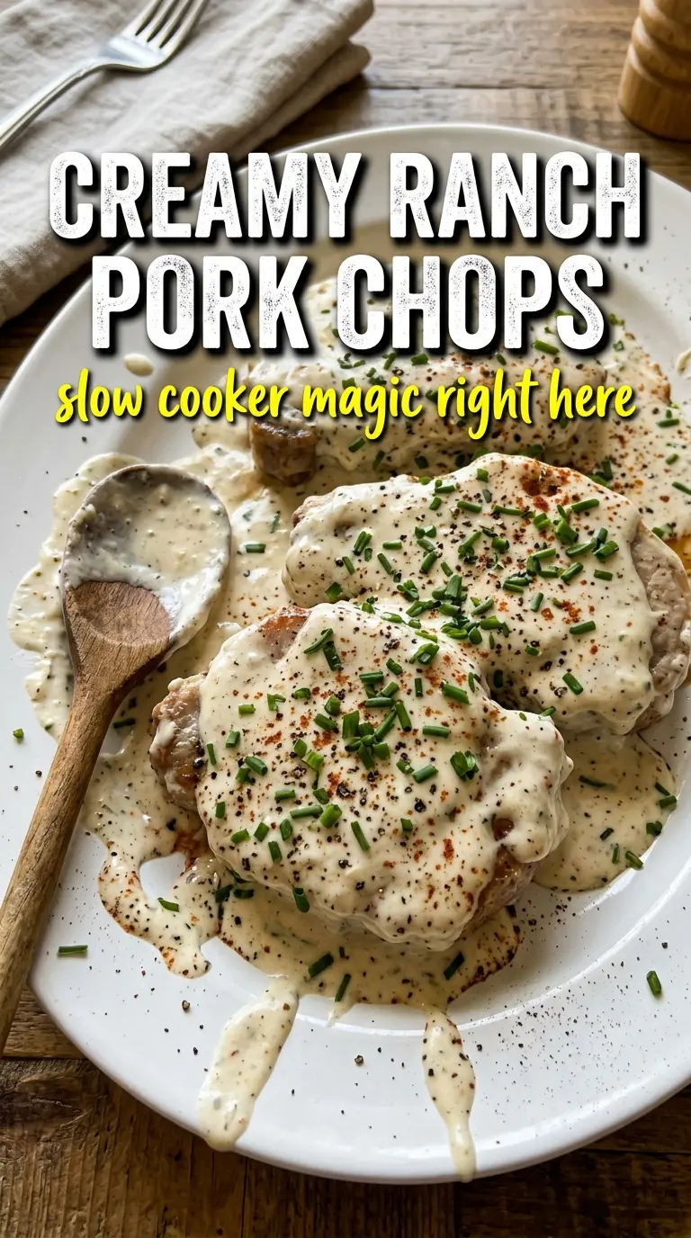 Creamy Ranch Slow-Cooker Pork Chops creamy ranch gravy tender pork