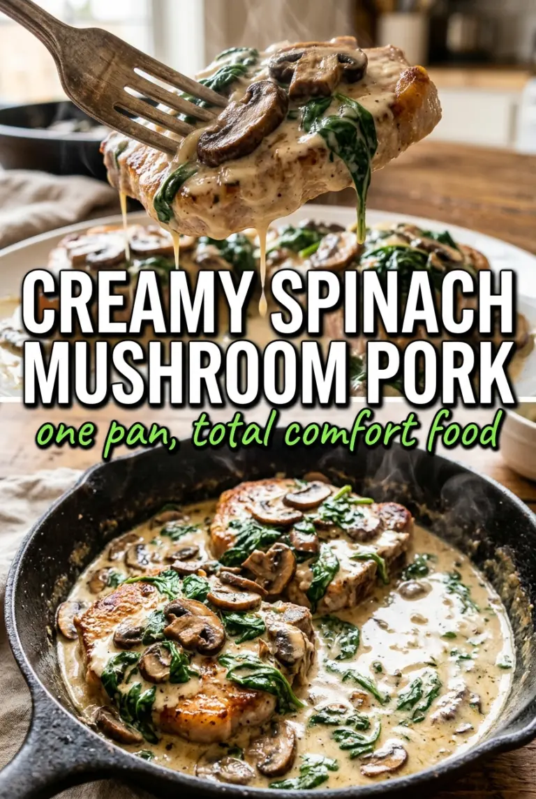 Creamy Spinach Mushroom Pork Chops