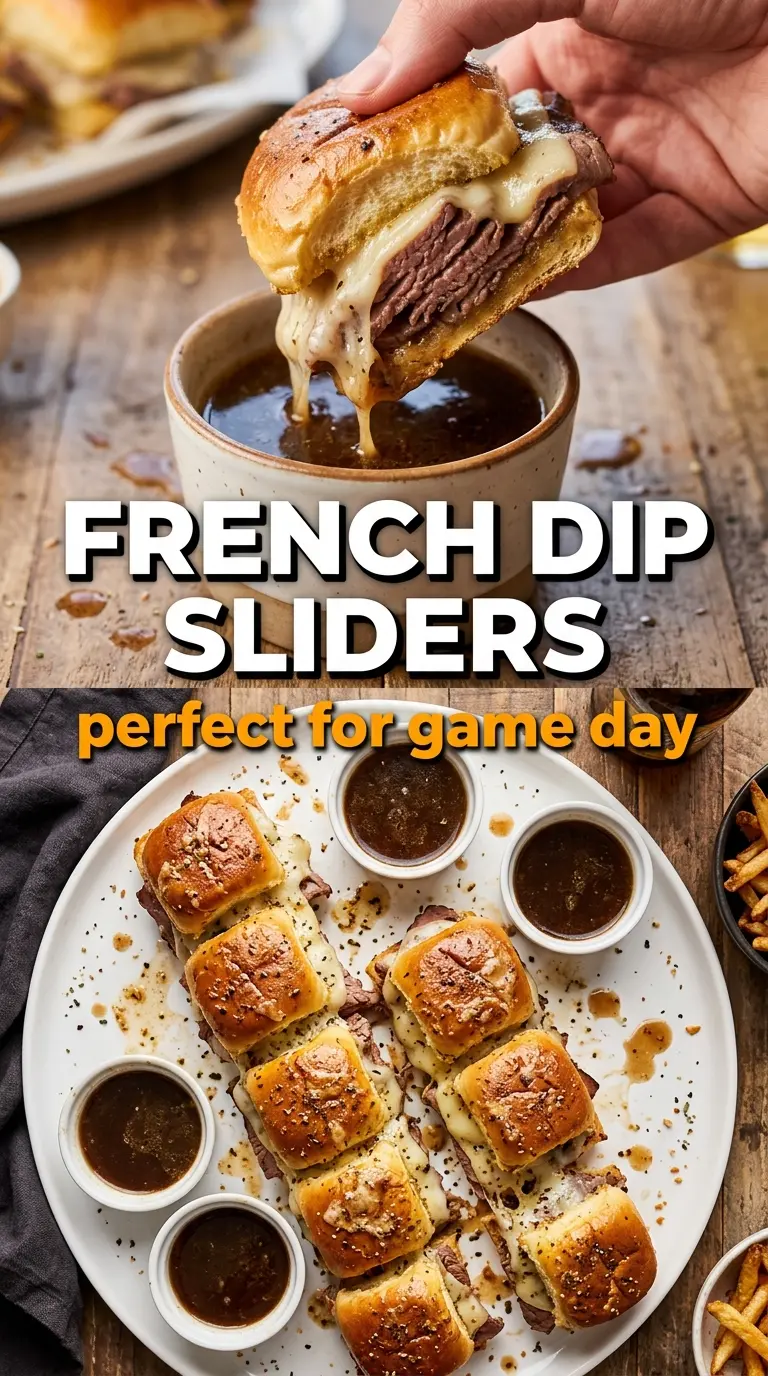 French dip sliders melty roast beef, golden tops