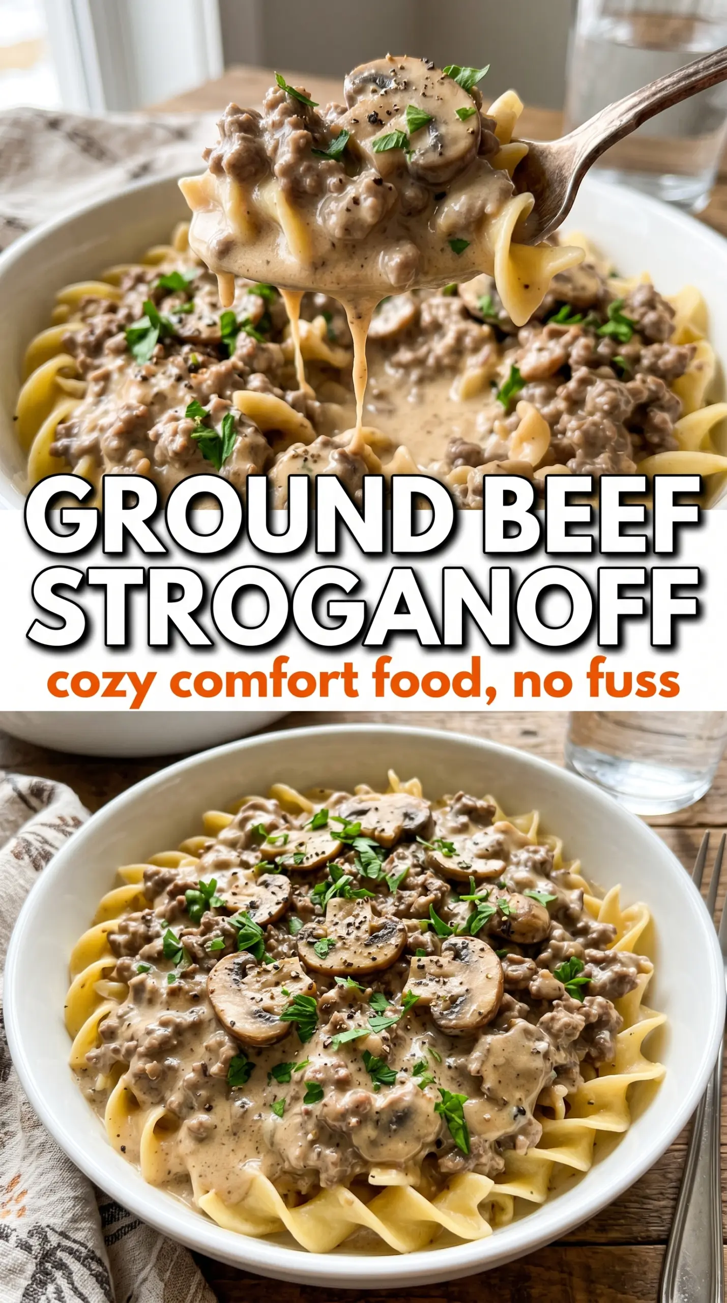 Ground Beef Stroganoff creamy mushrooms