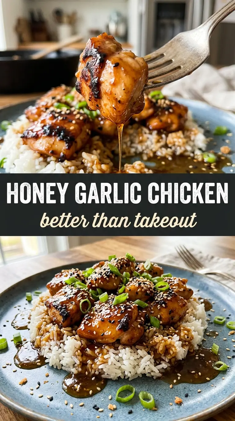 Honey Garlic Chicken sticky glazed chicken skillet