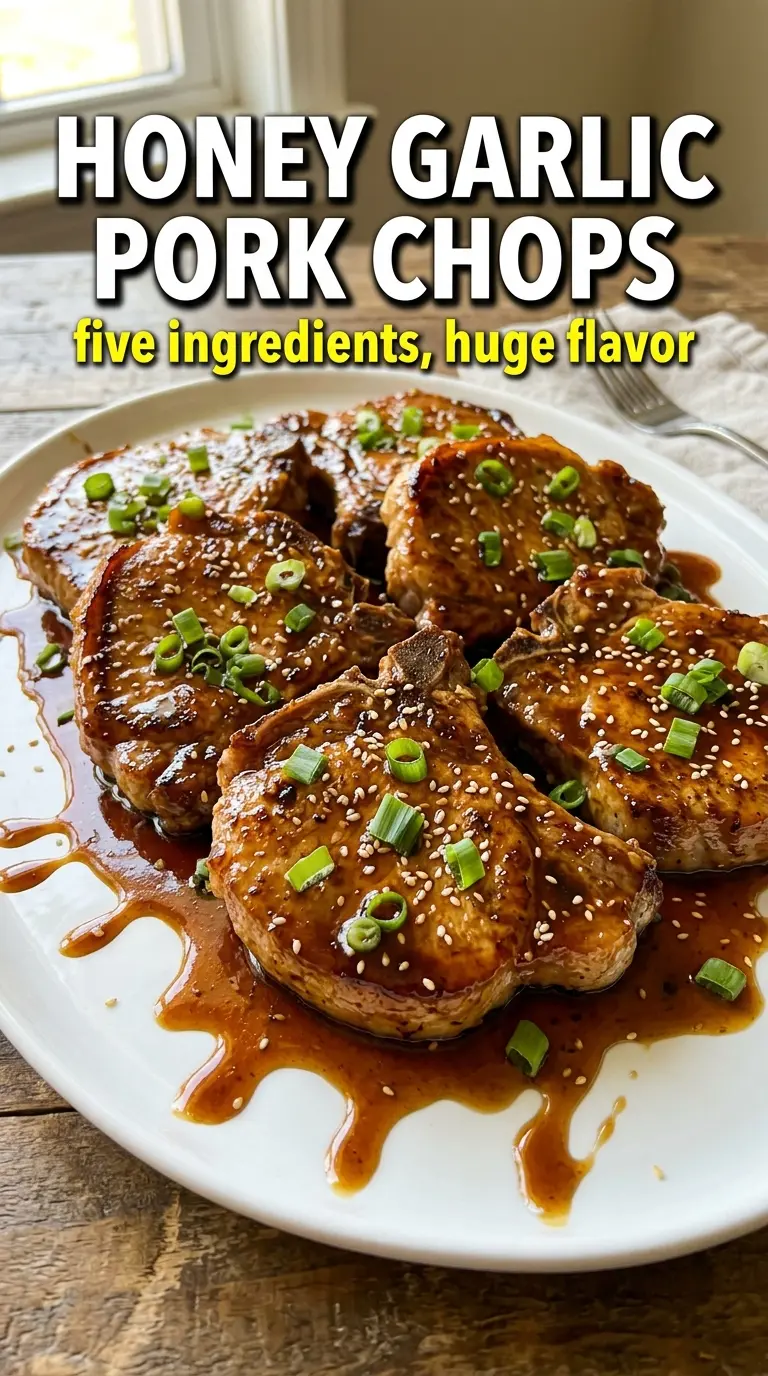 Honey Garlic Pork Chops sticky glazed skillet dinner