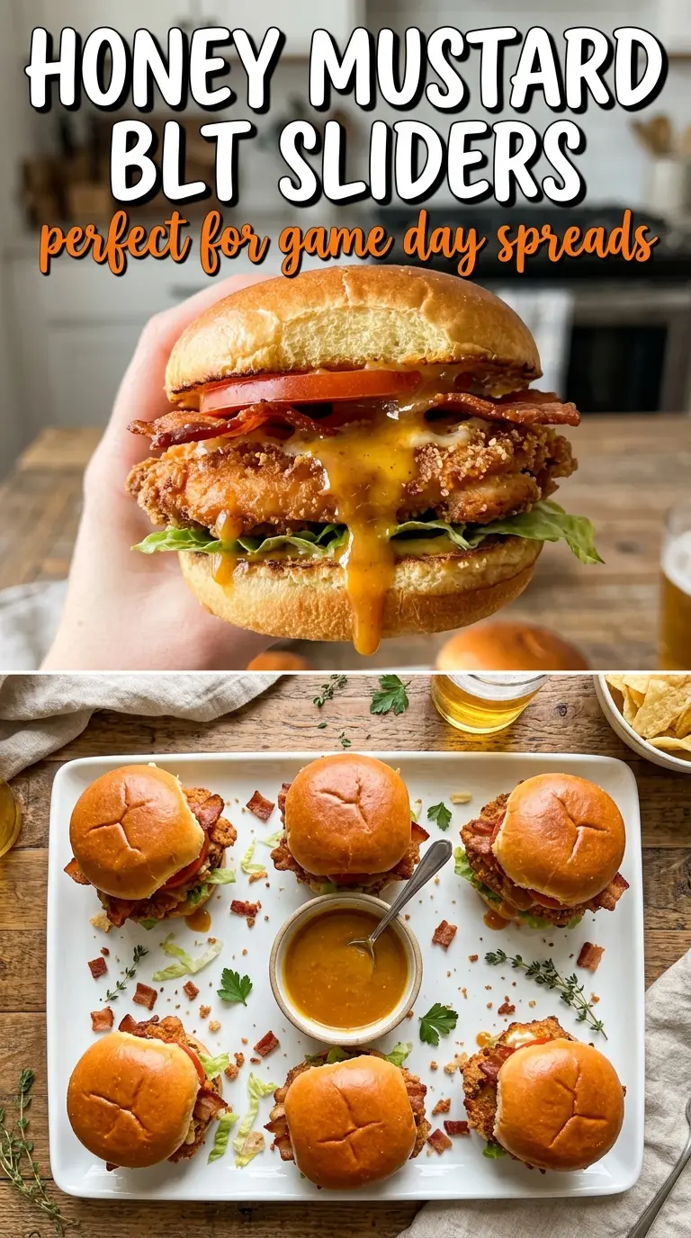 Honey Mustard BLT Chicken Sliders, crispy bacon, melty, buttery