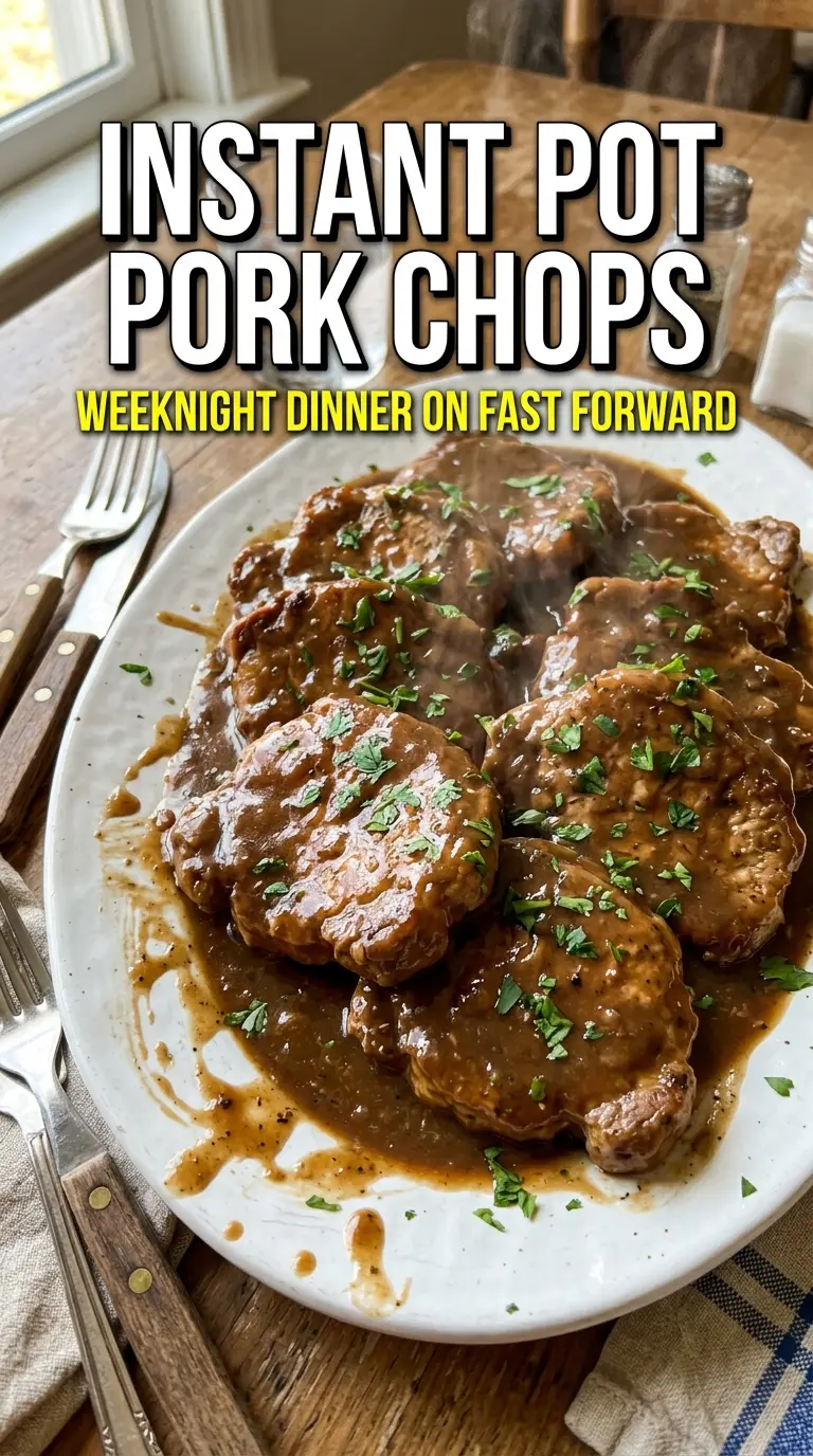 Instant Pot Boneless Pork Chops savory mushroom gravy