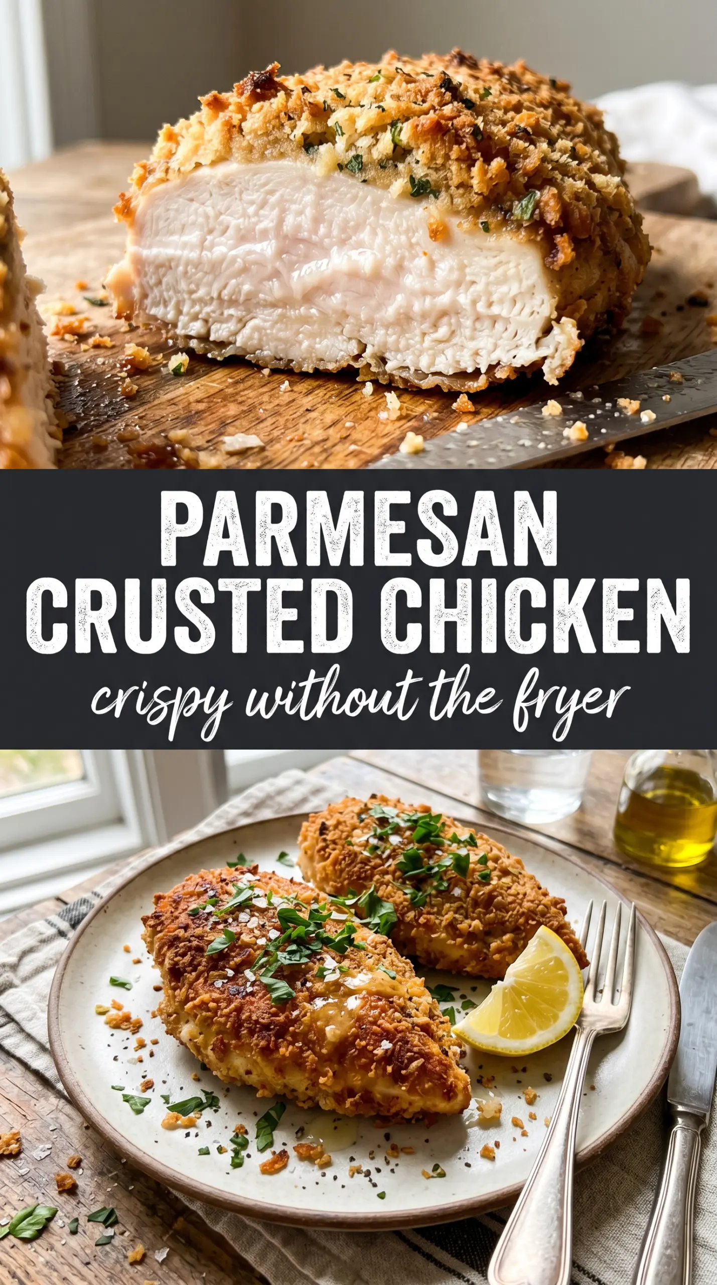 Parmesan crusted chicken crispy golden cheesy