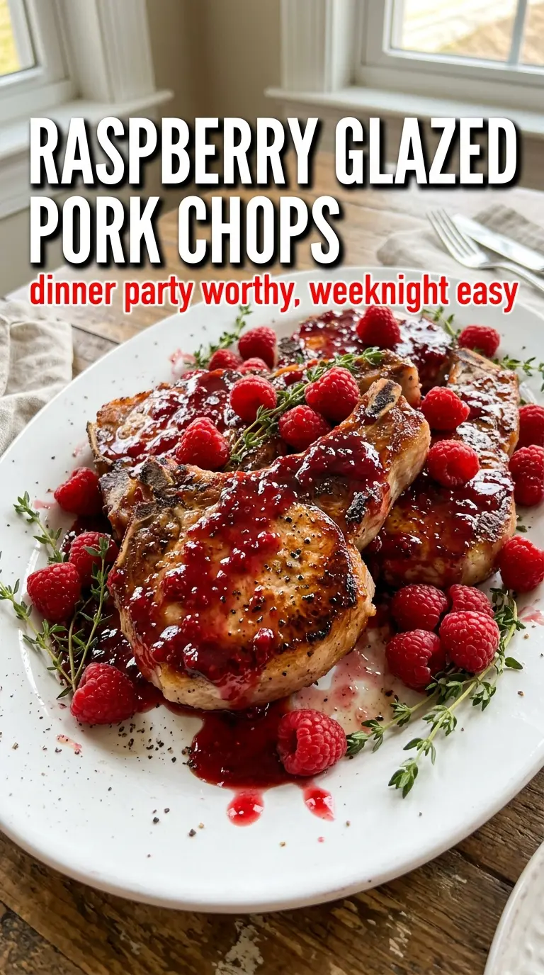 Raspberry Glazed Pork Chops ruby red sticky glaze
