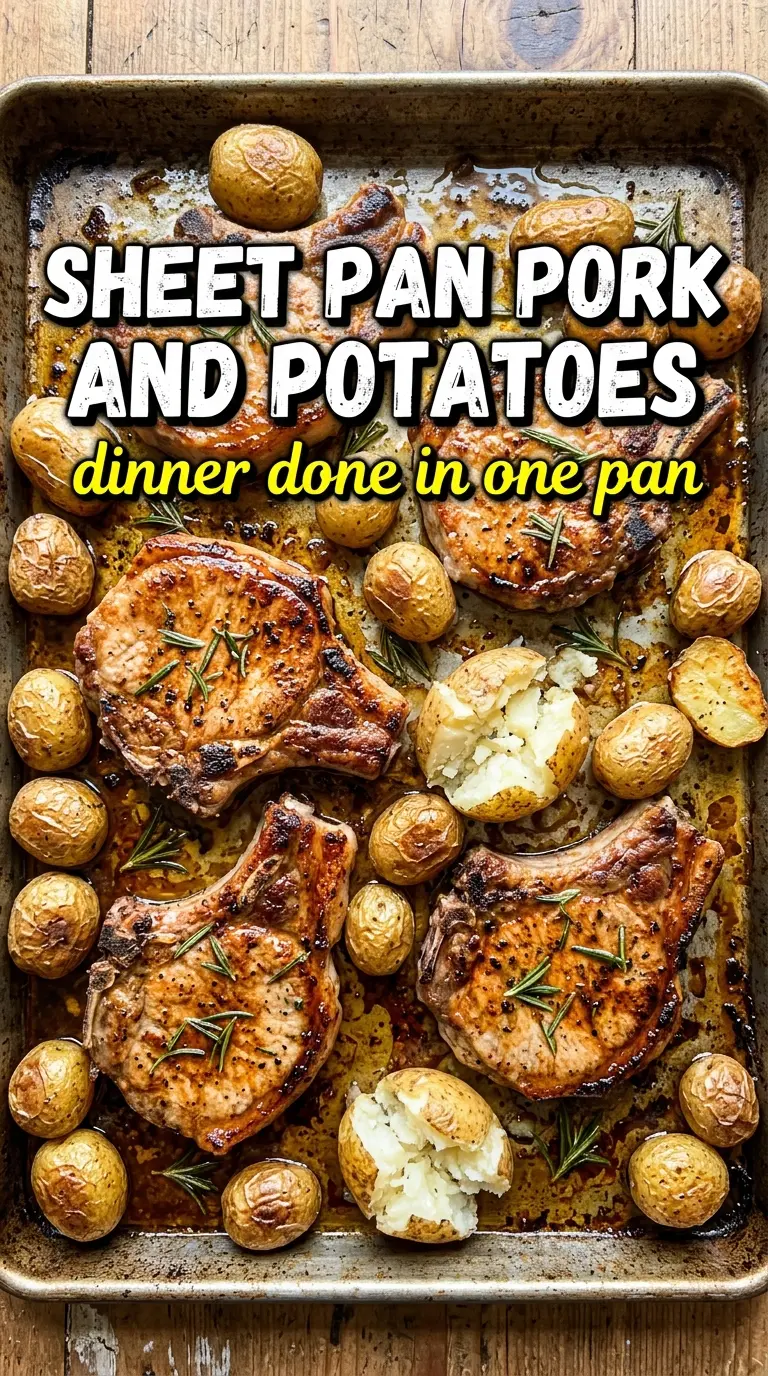 Sheet Pan Pork Chops and Potatoes golden roasted one-pan dinner