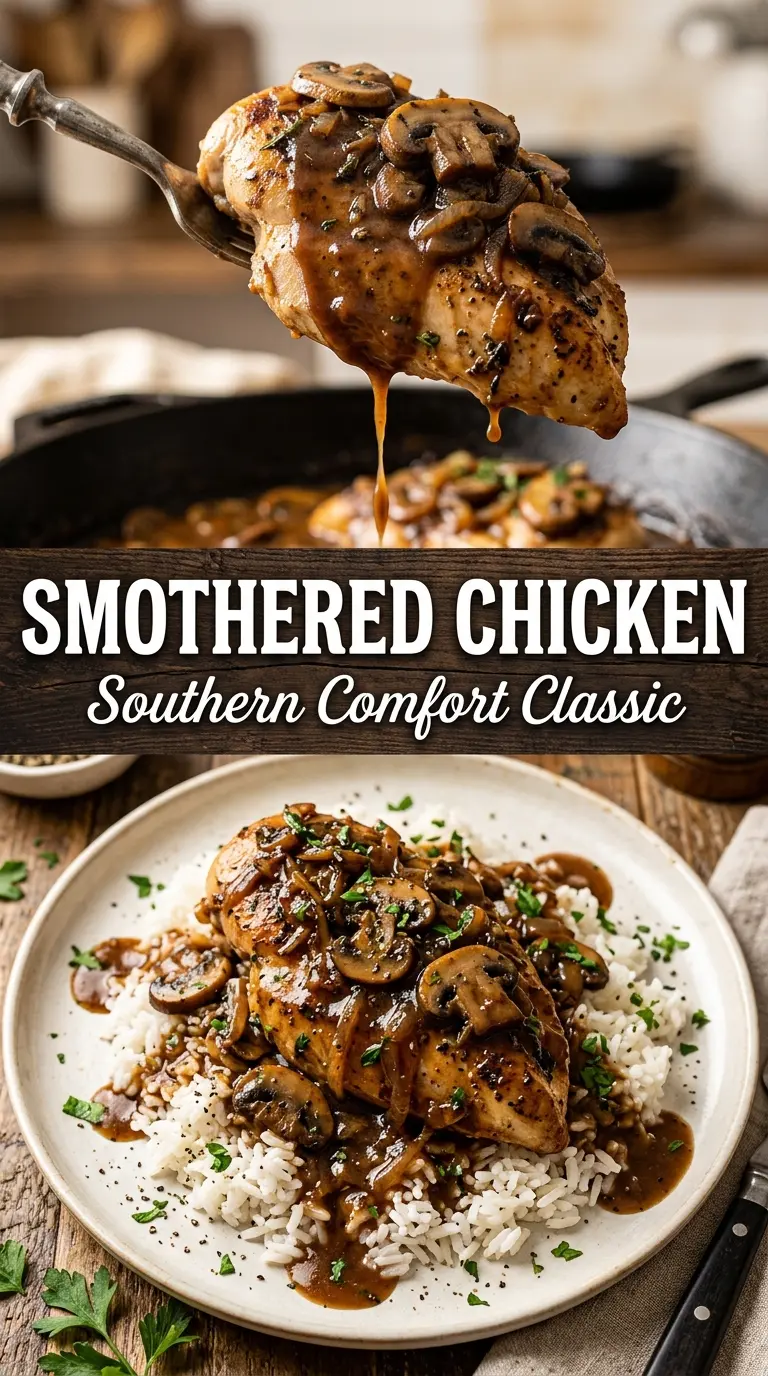 Smothered Chicken rich onion gravy