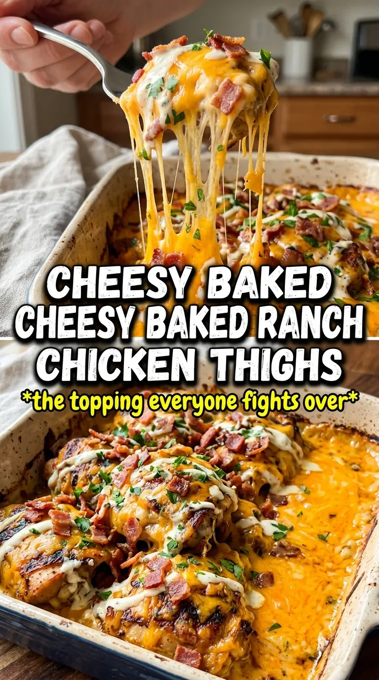 Baked Cheddar Ranch Chicken Thighs crispy cheesy ranch