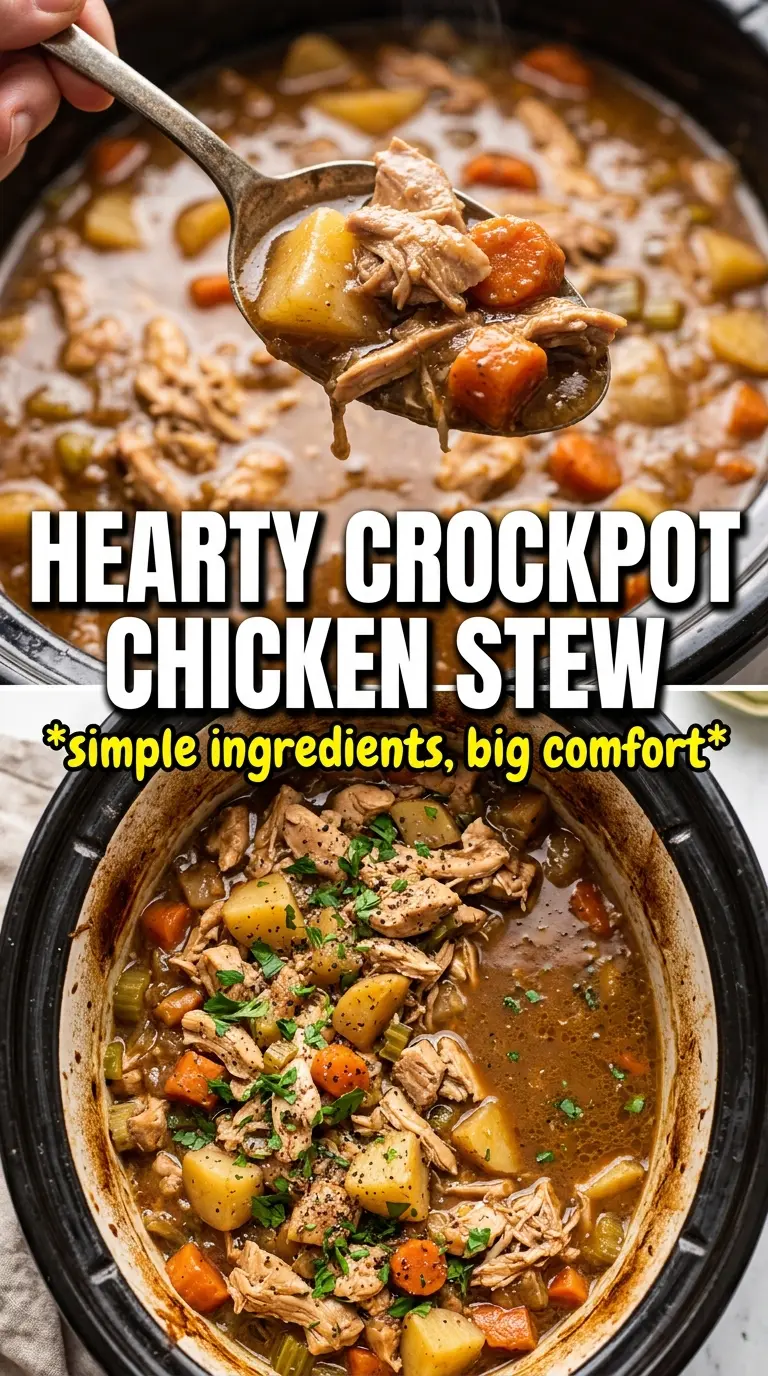 Chicken stew with golden broth, potatoes, carrots