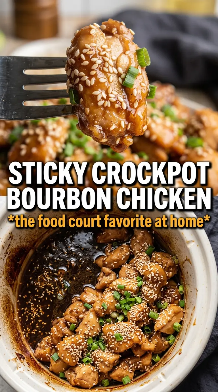 Crock Pot Bourbon Chicken glossy saucy garlic sesame