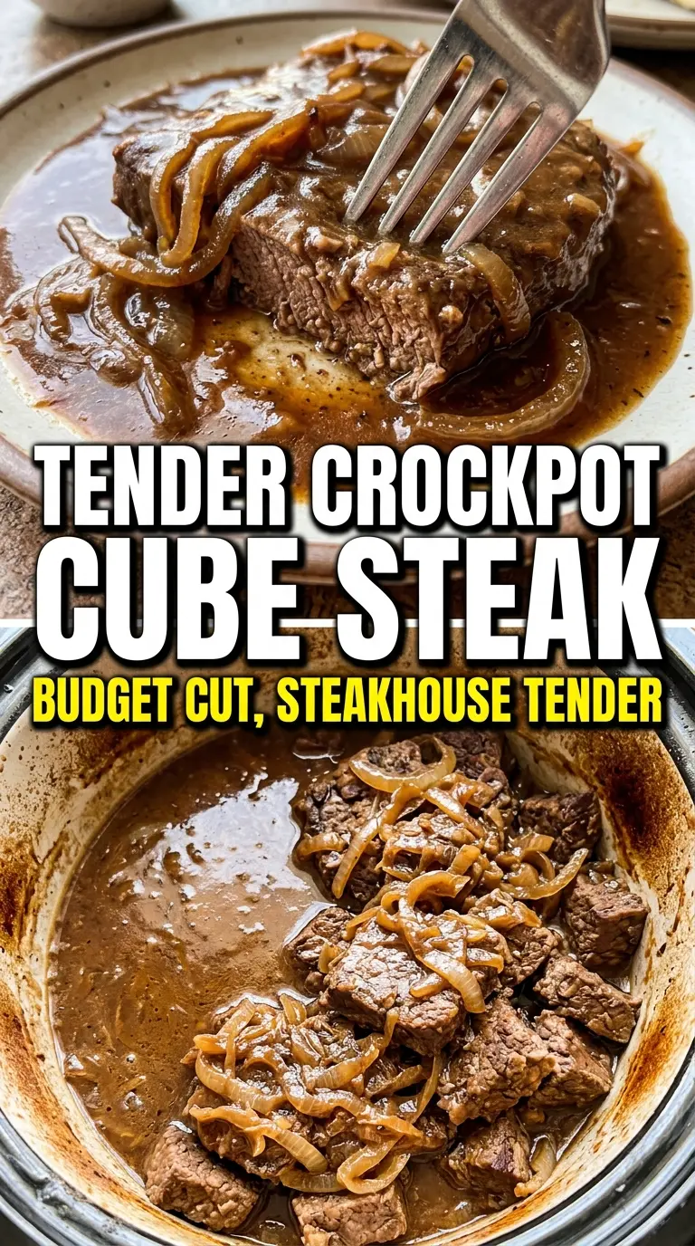 Crock Pot Cube Steak tender onion gravy
