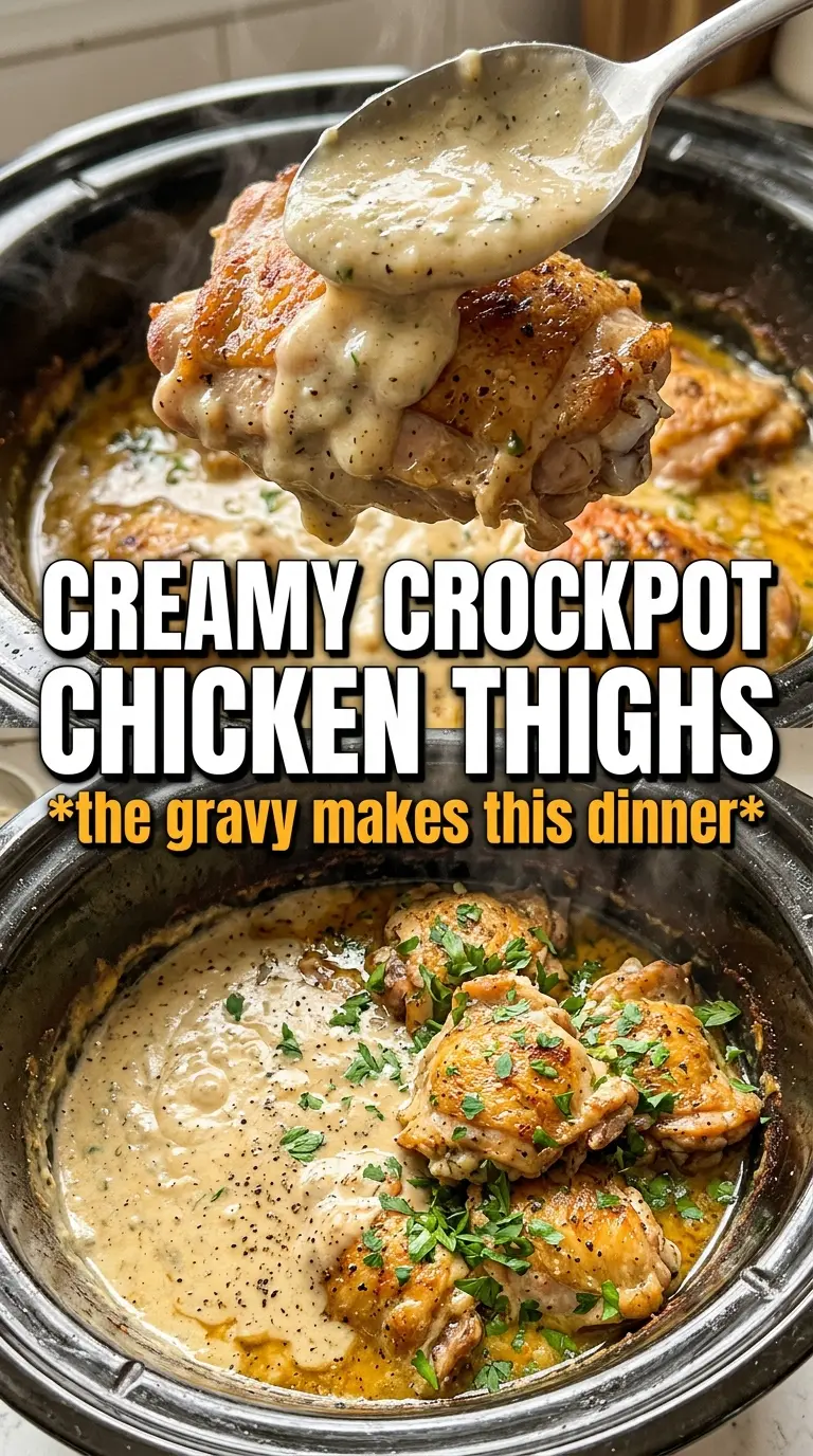 Crockpot Chicken Thighs With Creamy Gravy tender chicken creamy gravy