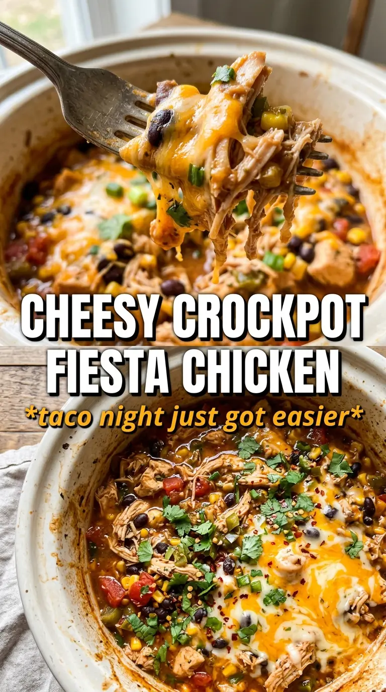 Crockpot Fiesta Chicken creamy shredded Tex-Mex