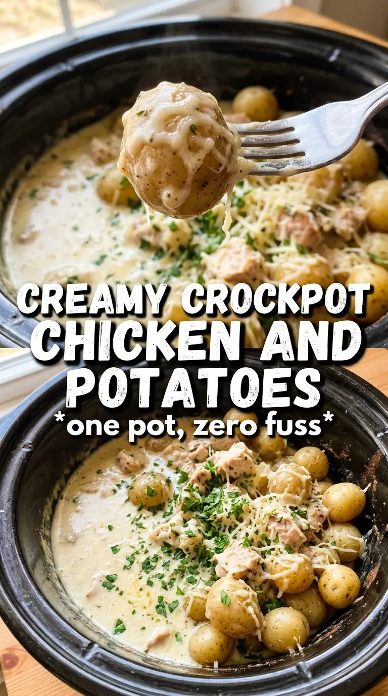 Garlic Parmesan Crockpot Chicken and Potatoes golden crispy