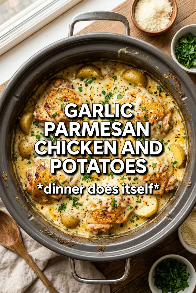 Garlic Parmesan Crockpot Chicken and Potatoes