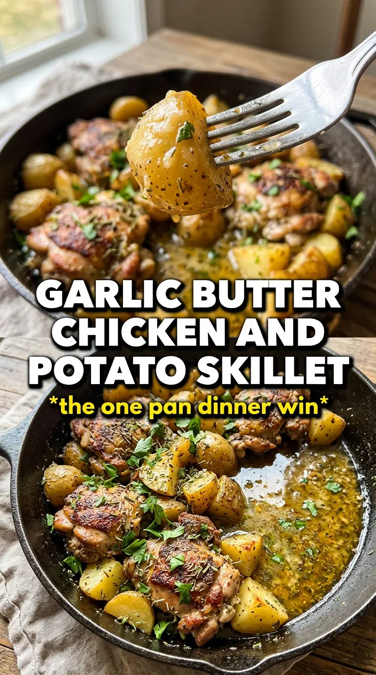 One-Pan Cowboy Garlic Chicken and Potatoes rustic golden