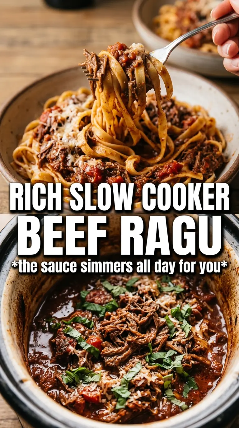 Slow Cooker Beef Ragu rich tomato beef
