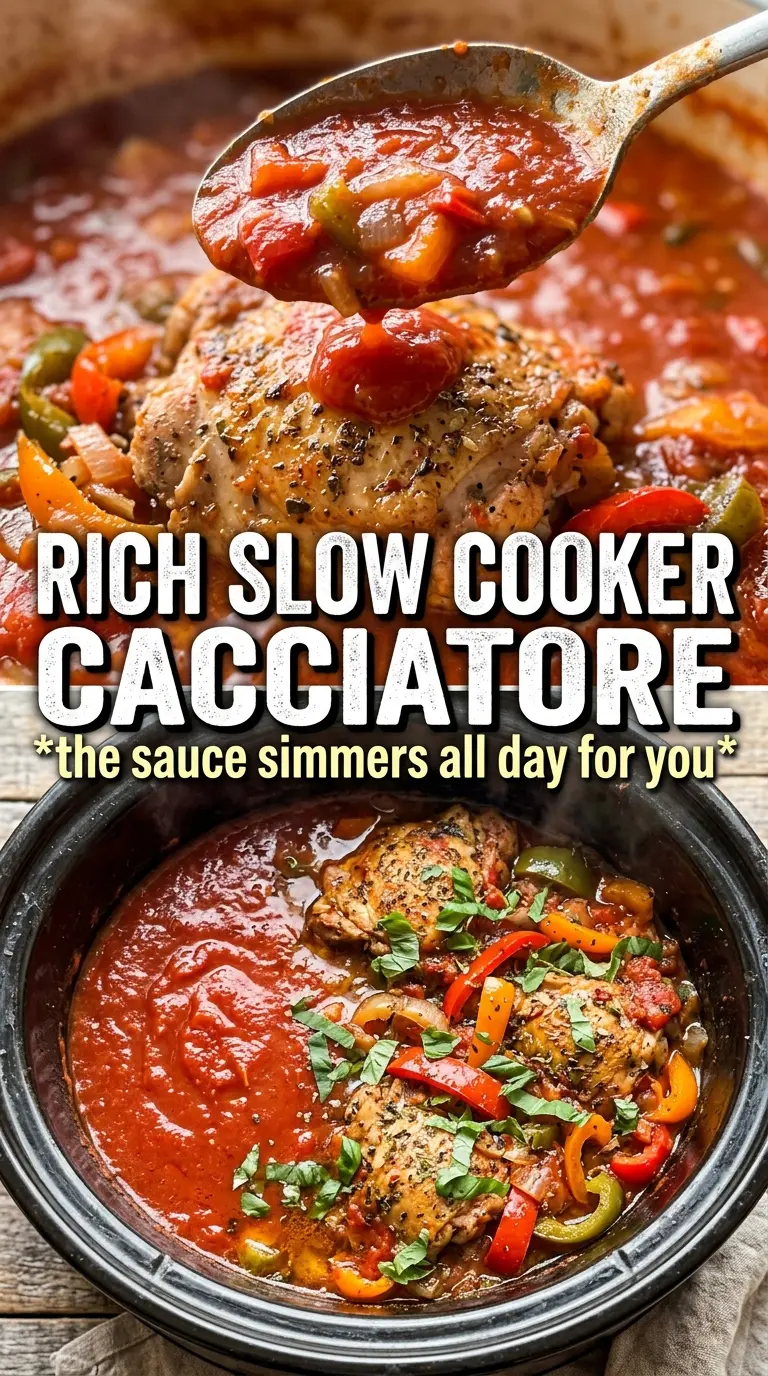 Slow Cooker Chicken Cacciatore rich tomato sauce
