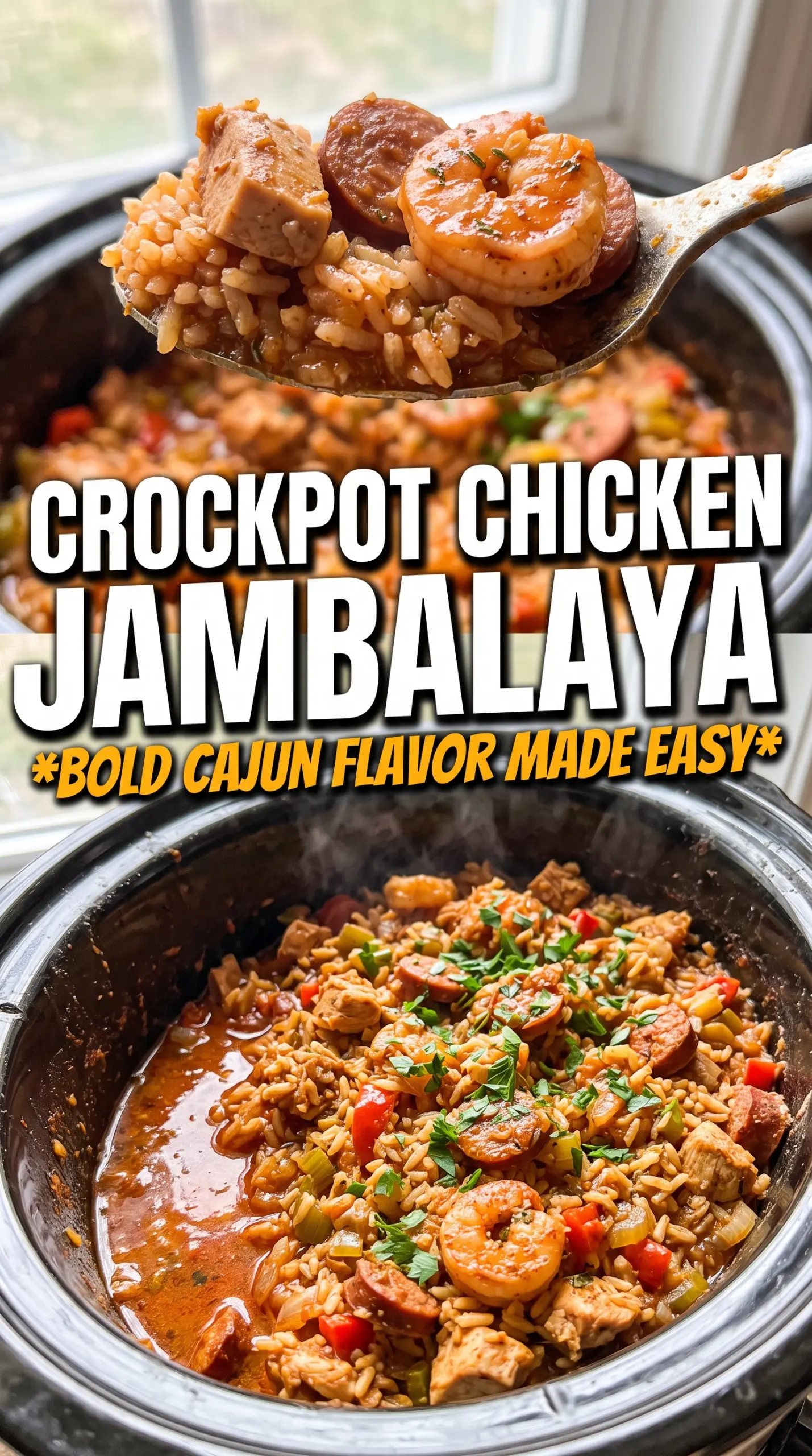 Slow Cooker Chicken Jambalaya smoky rice, sausage, peppers