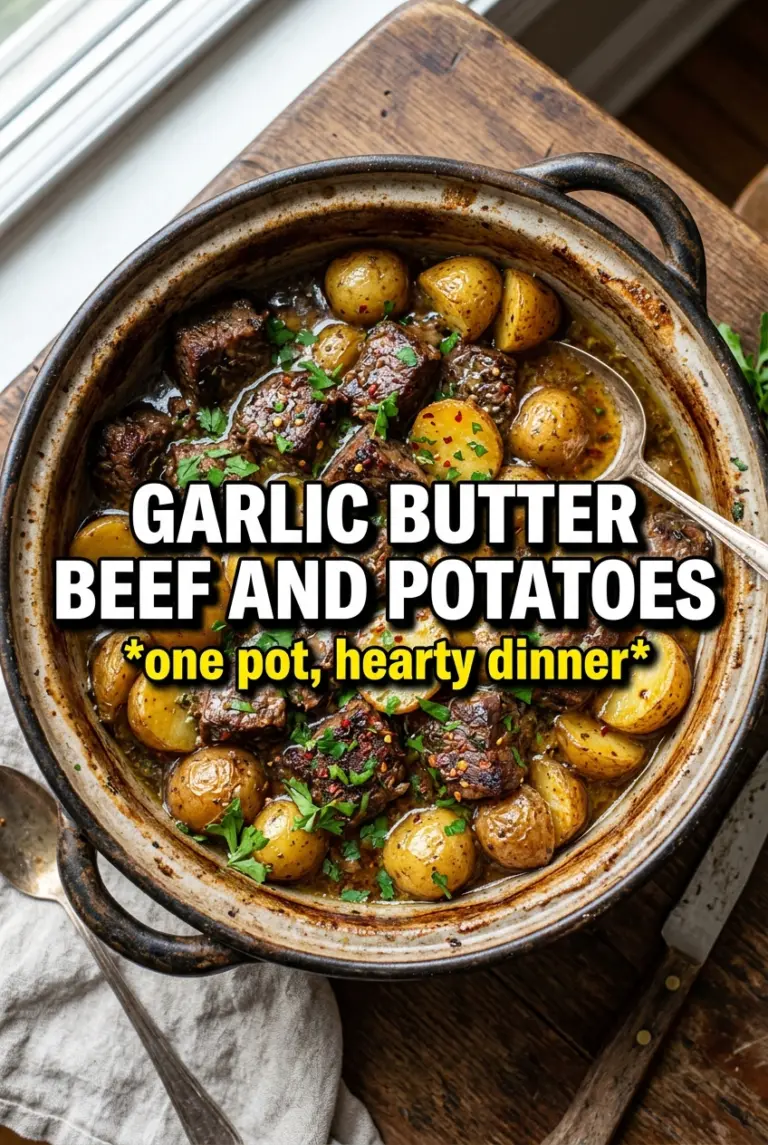 Slow Cooker Garlic Butter Beef Bites with Potatoes