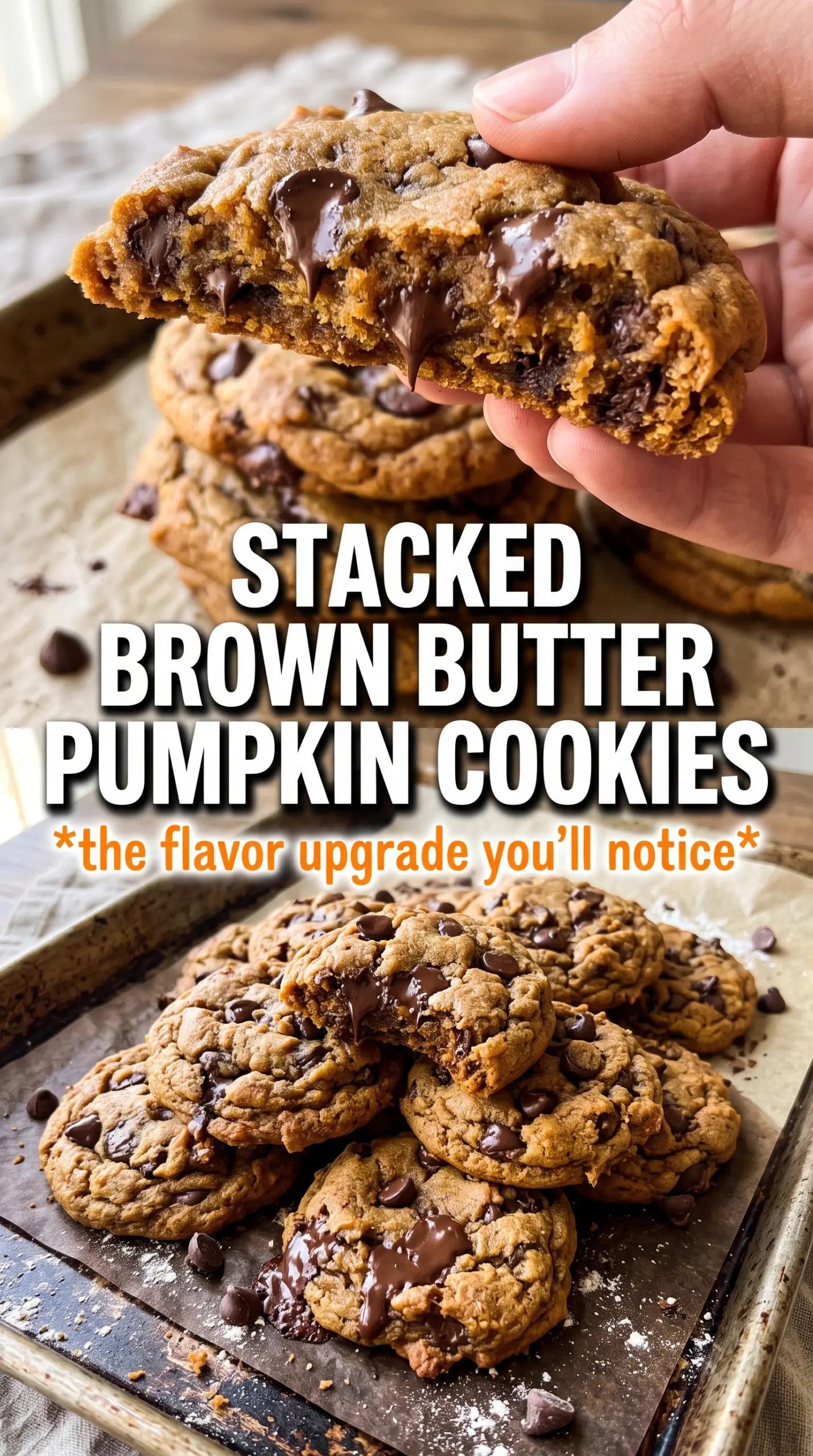 Brown Butter Pumpkin Chocolate Chip Cookies soft chewy chocolatey