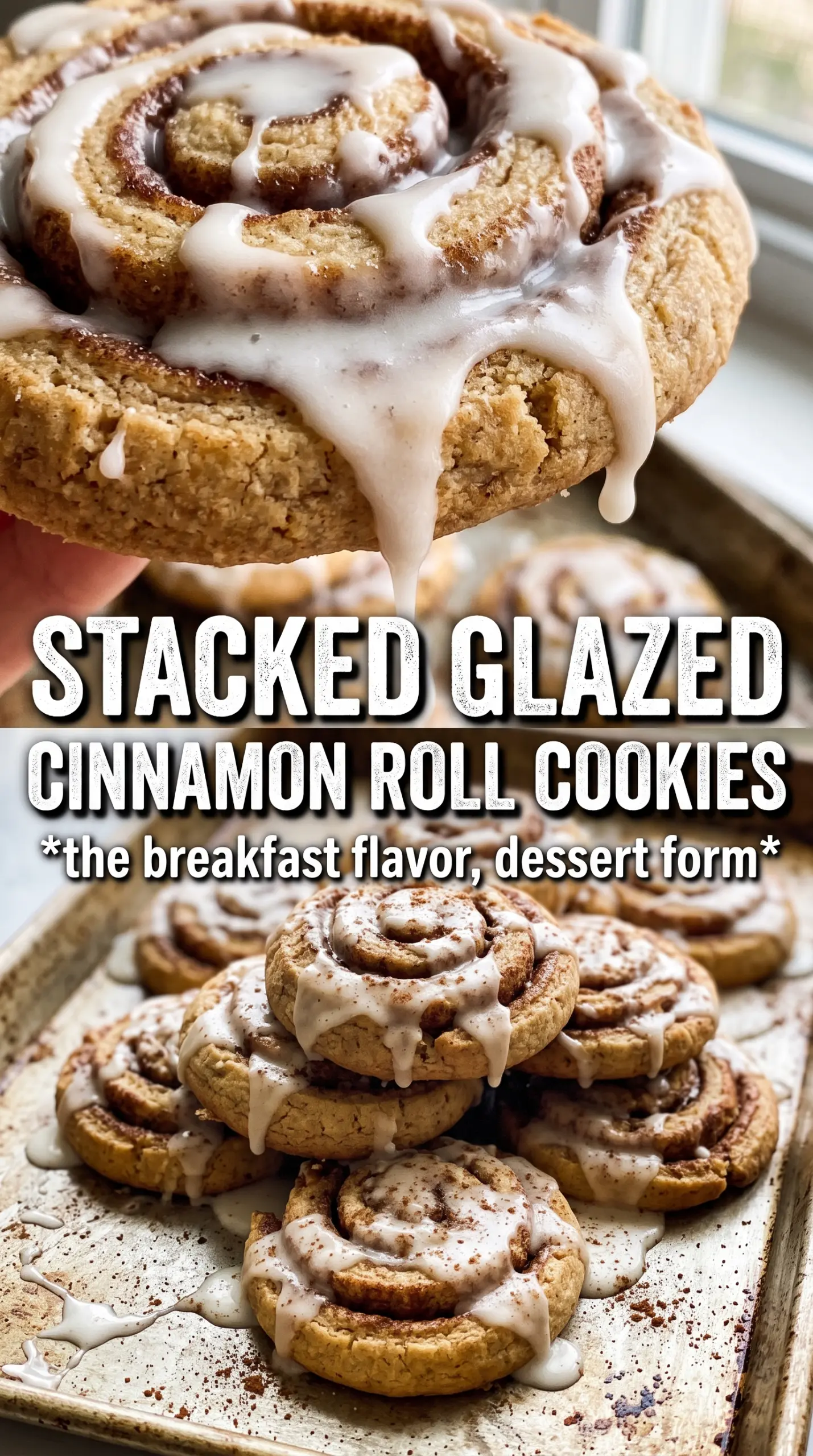 Cinnamon Roll Cookies spiral swirl glaze