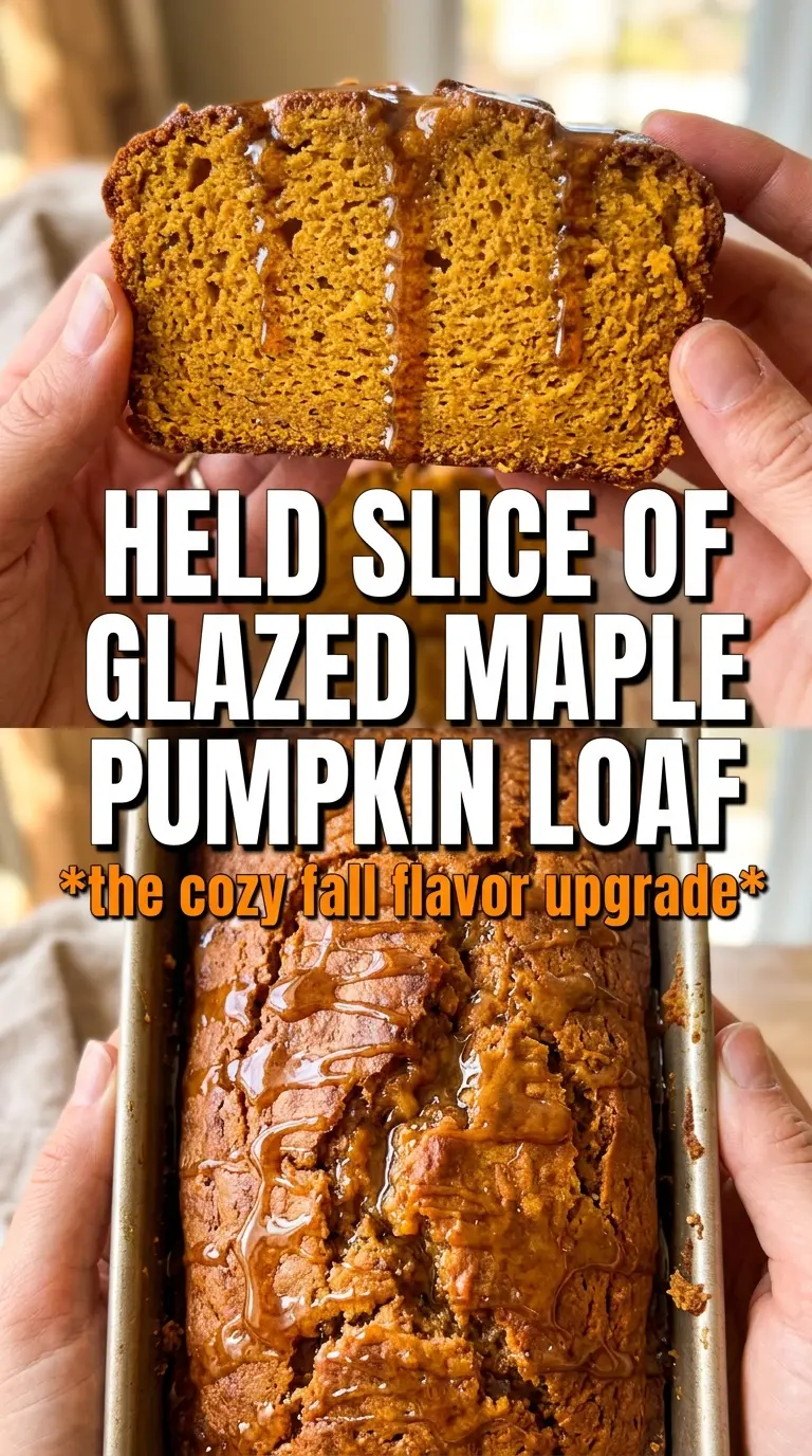 Maple Pumpkin Bread sliced, glazed, pepitas