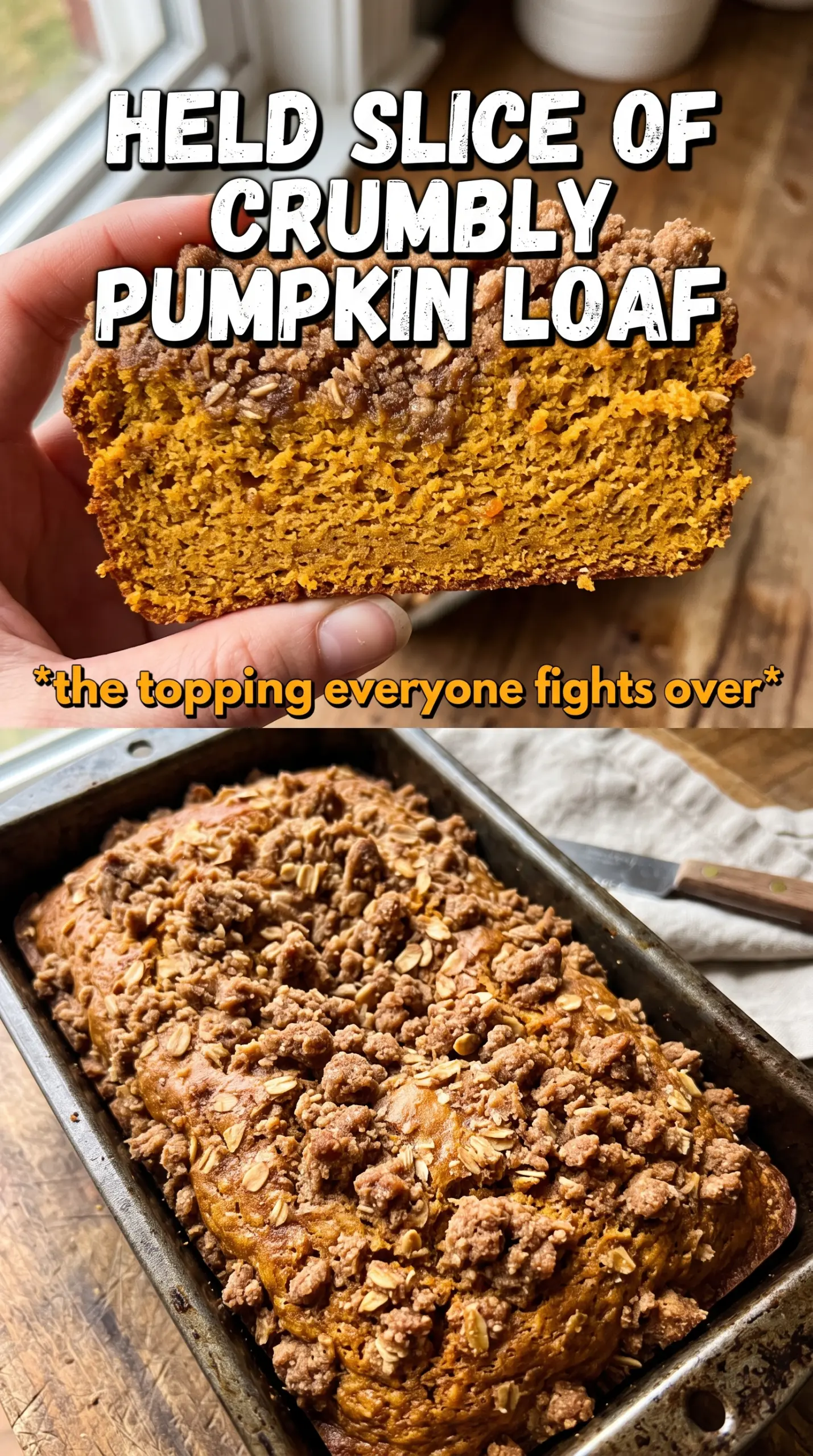 Pumpkin Bread With Crumb Topping, streusel-topped, cinnamon-spiced