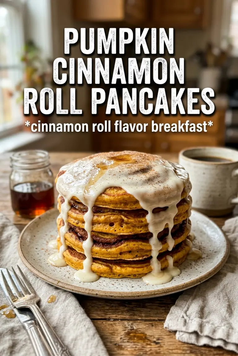 Pumpkin Cinnamon Roll Pancakes