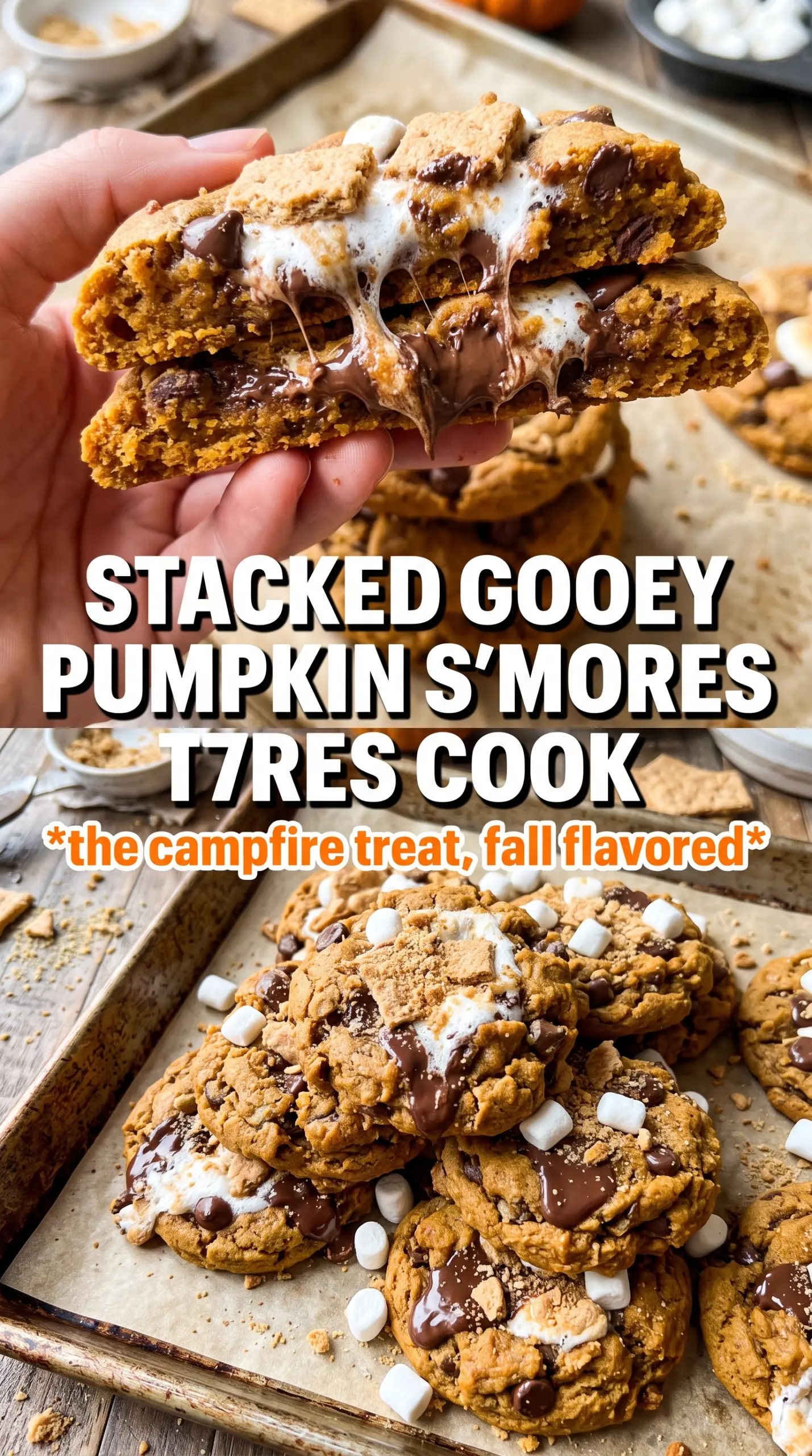 Pumpkin S'mores Cookies toasted marshmallow chocolate
