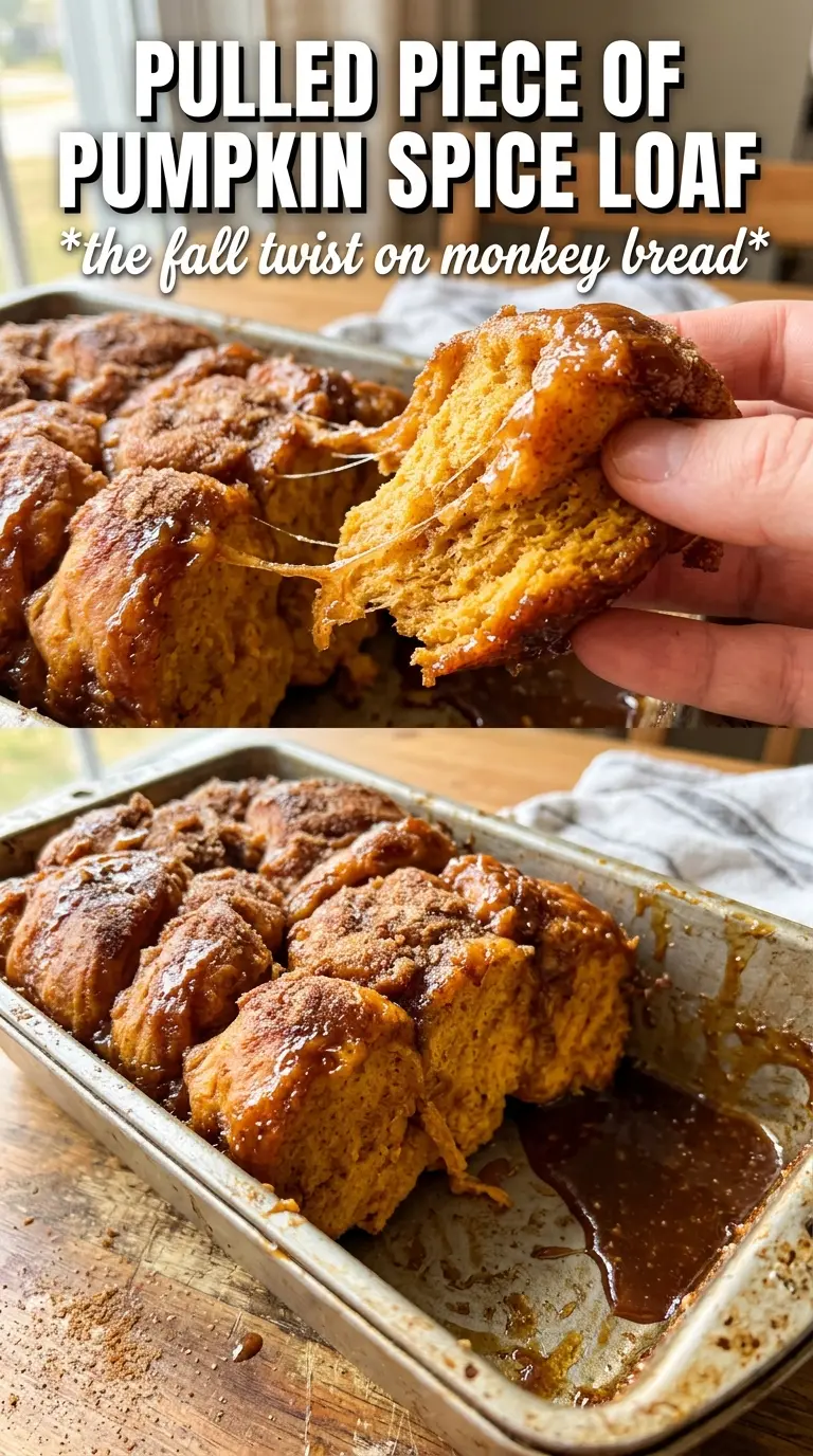 Pumpkin Spice Pull Apart Bread, golden layered, cream cheese glazed