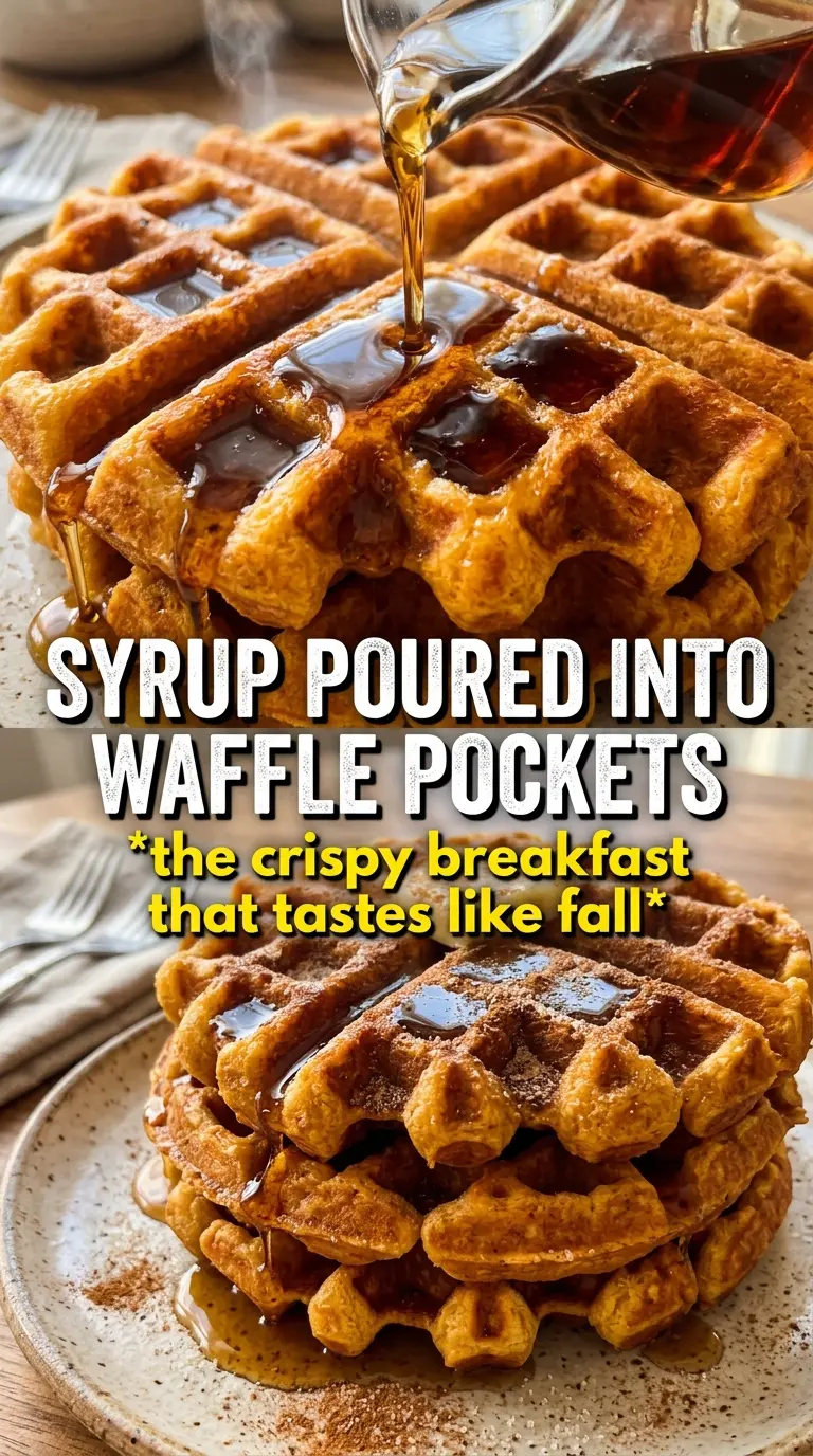 Pumpkin waffles golden crispy cinnamon